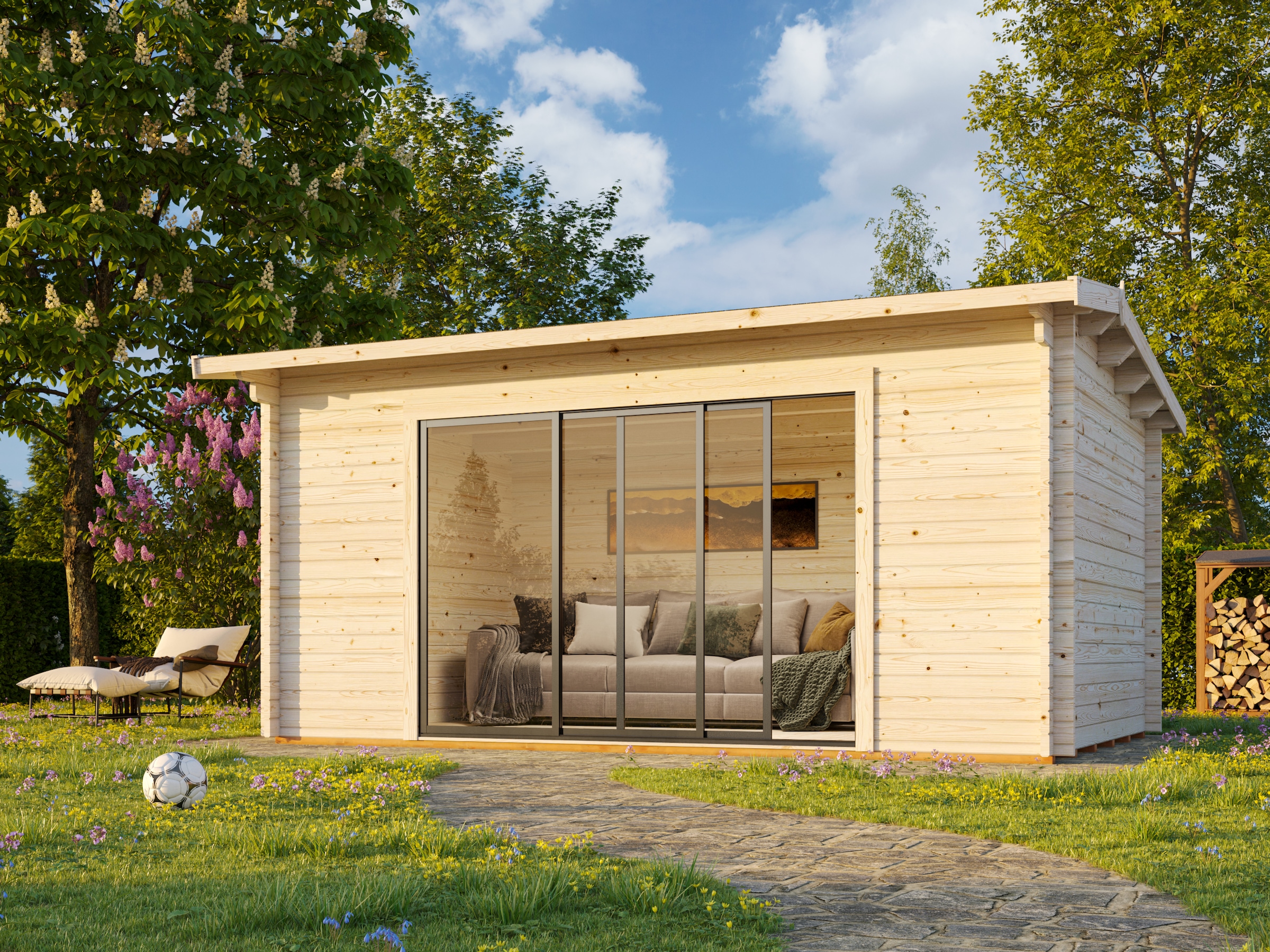 Palmako Gartenhaus »Ines 13,7 m², Slide Plus«