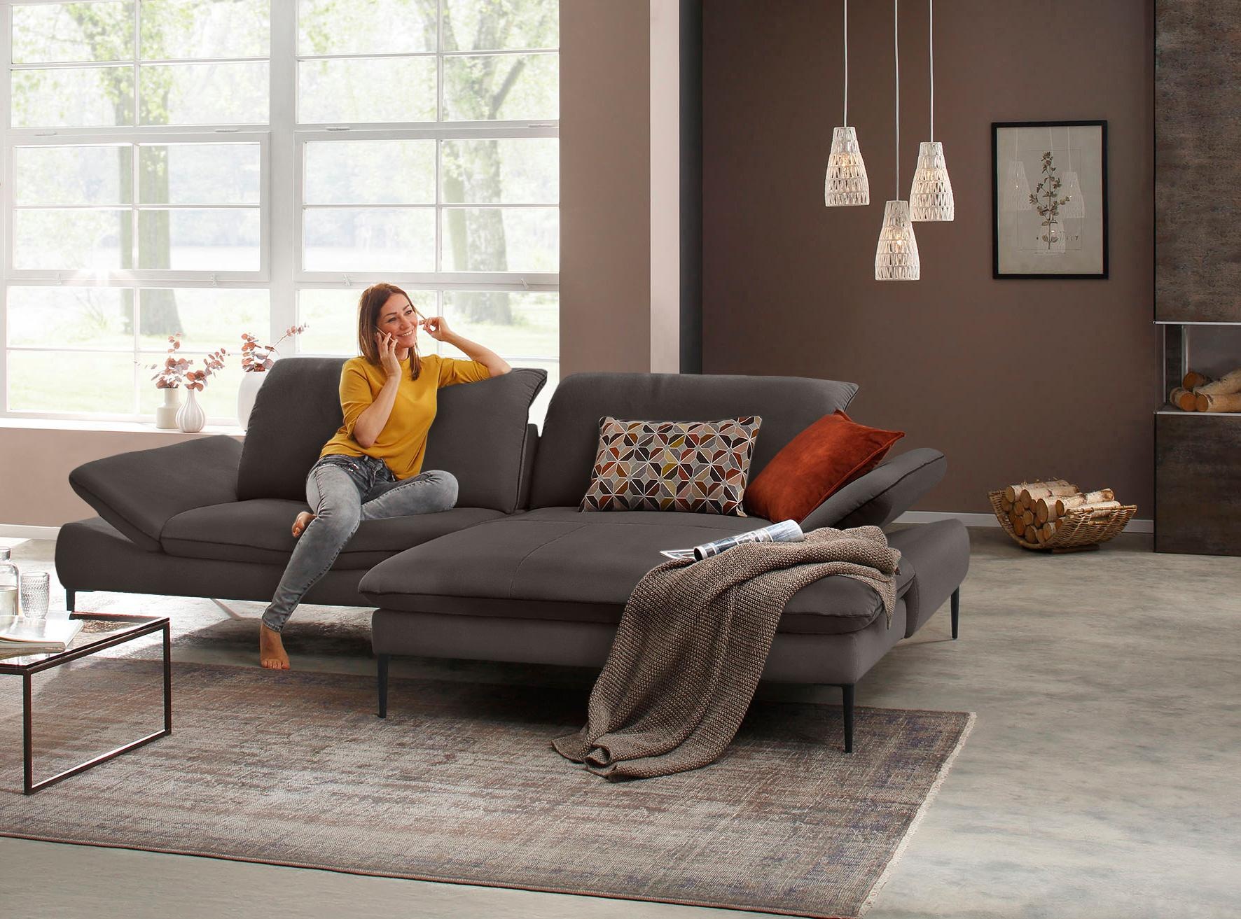 W.SCHILLIG Ecksofa "enjoy&MORE, Designsofa, elegant und bequem, L-Form" Sitztiefenverstellung, Füße schwarz pulverbeschichtet, Breite 294 cm
