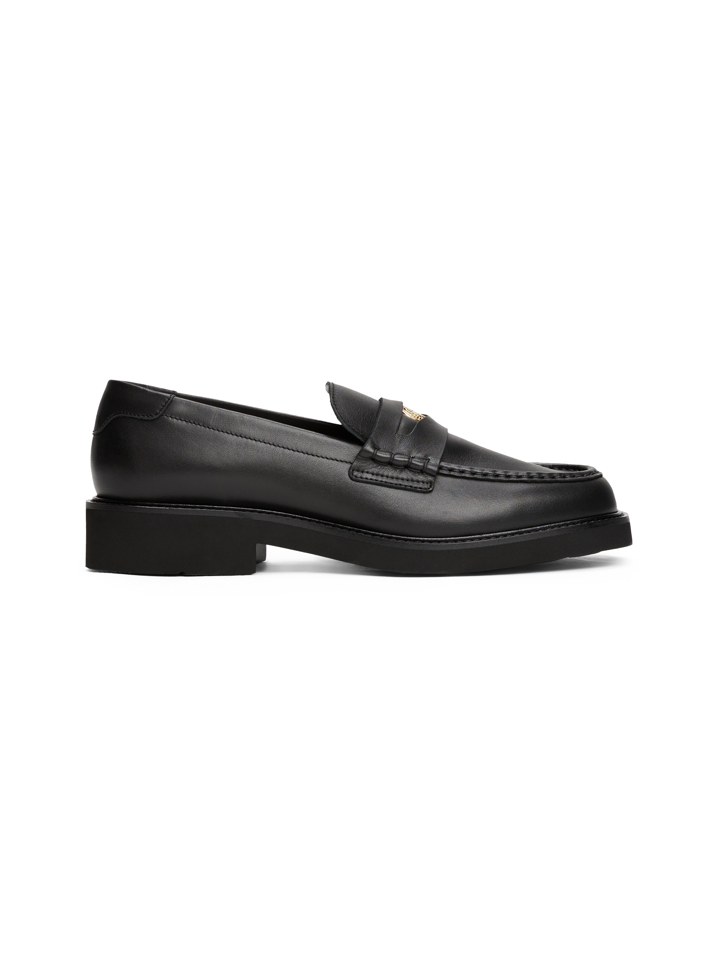 Tommy Hilfiger Loafer »CREST SQUARISH TOE PENNY LOAFER«, Blockabsatz, Slipper, Businessschuh mit Schmuckelement