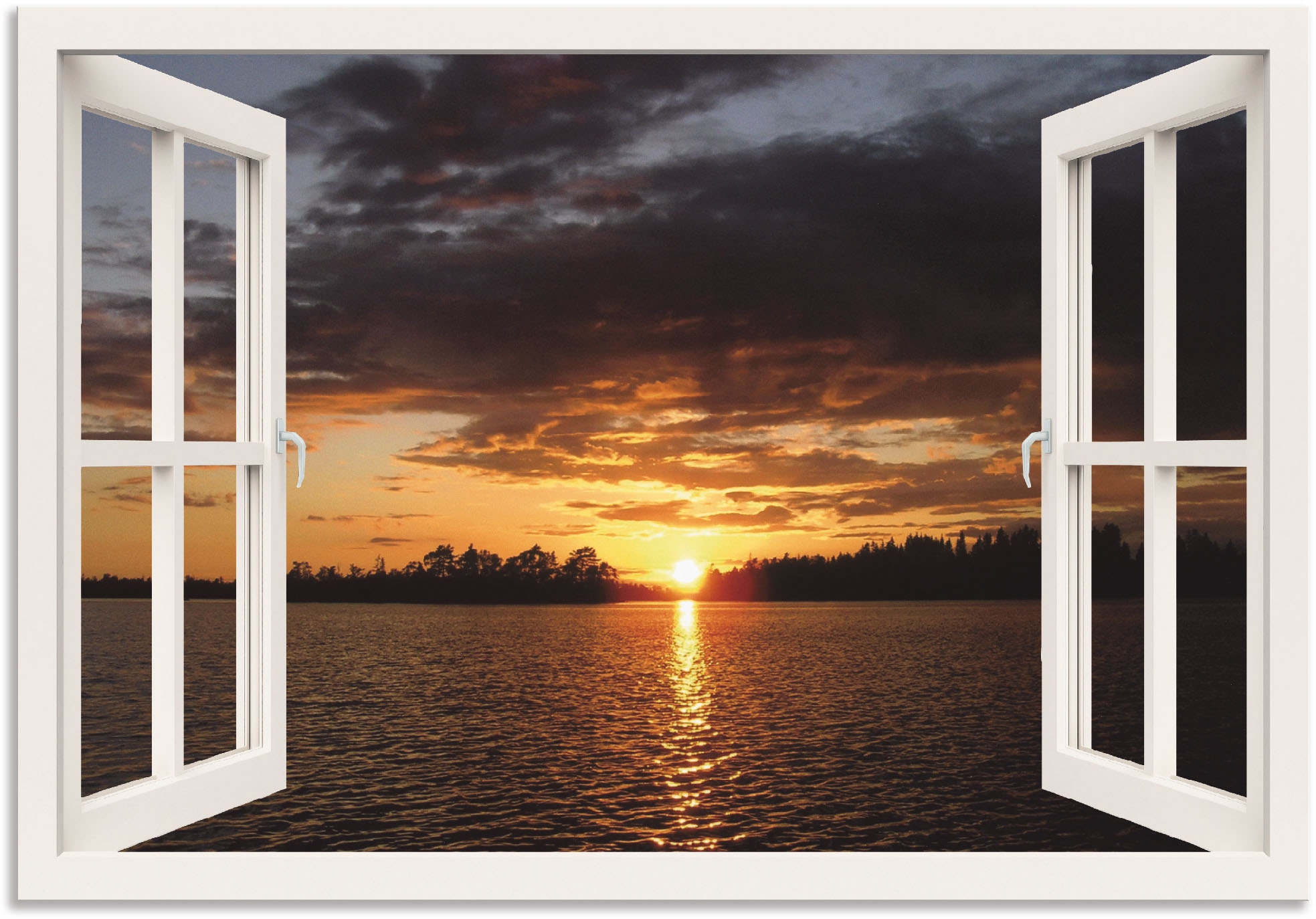 Artland Wandbild »Sonnenuntergang am See Fenster«, kaufen Seebilder, St.), Poster in Größen mit Leinwandbild, oder | Alubild, versch. Wandaufkleber BAUR (1 als