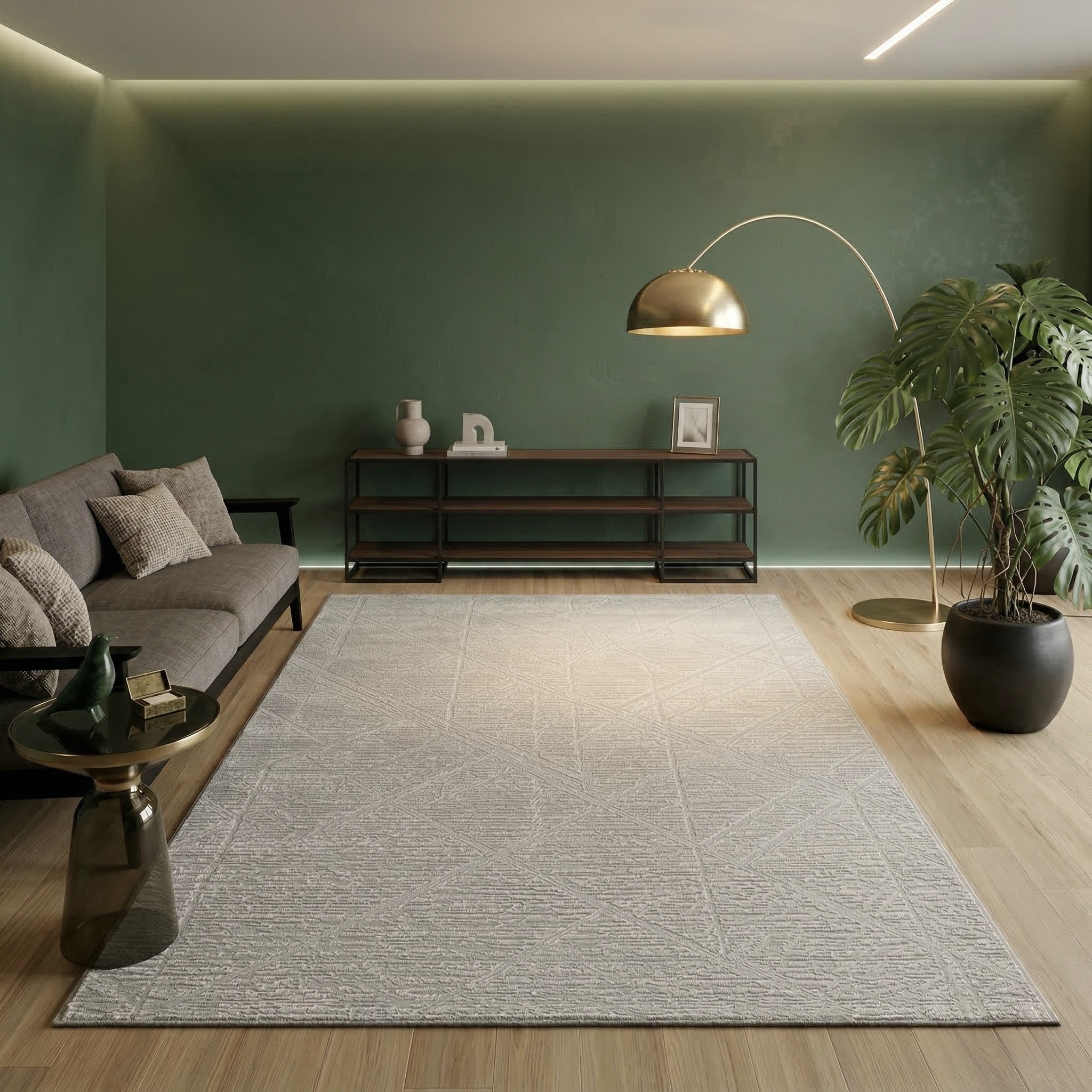 Sehrazat Teppich "Moda 1200, auch als Läufer" rechteckig 11 mm Höhe Kurzflor, grafisches Hoch Tief Muster, Wohnzimmer