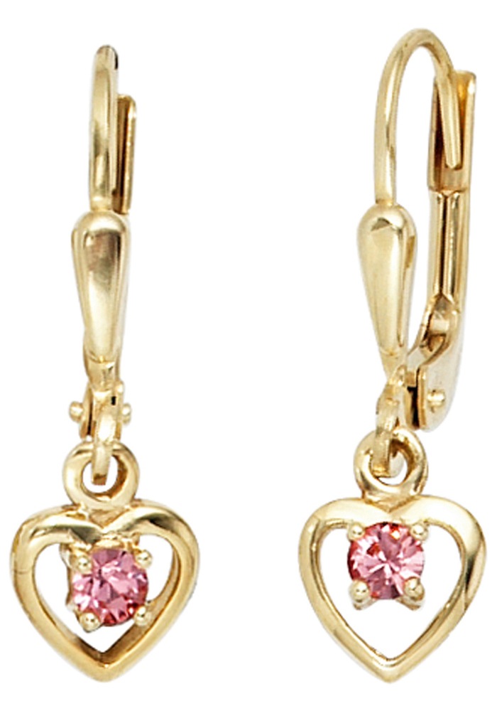 JOBO Paar Ohrhänger, Herz 333 Gold mit Glassteinen online bestellen | BAUR | Ohrhänger