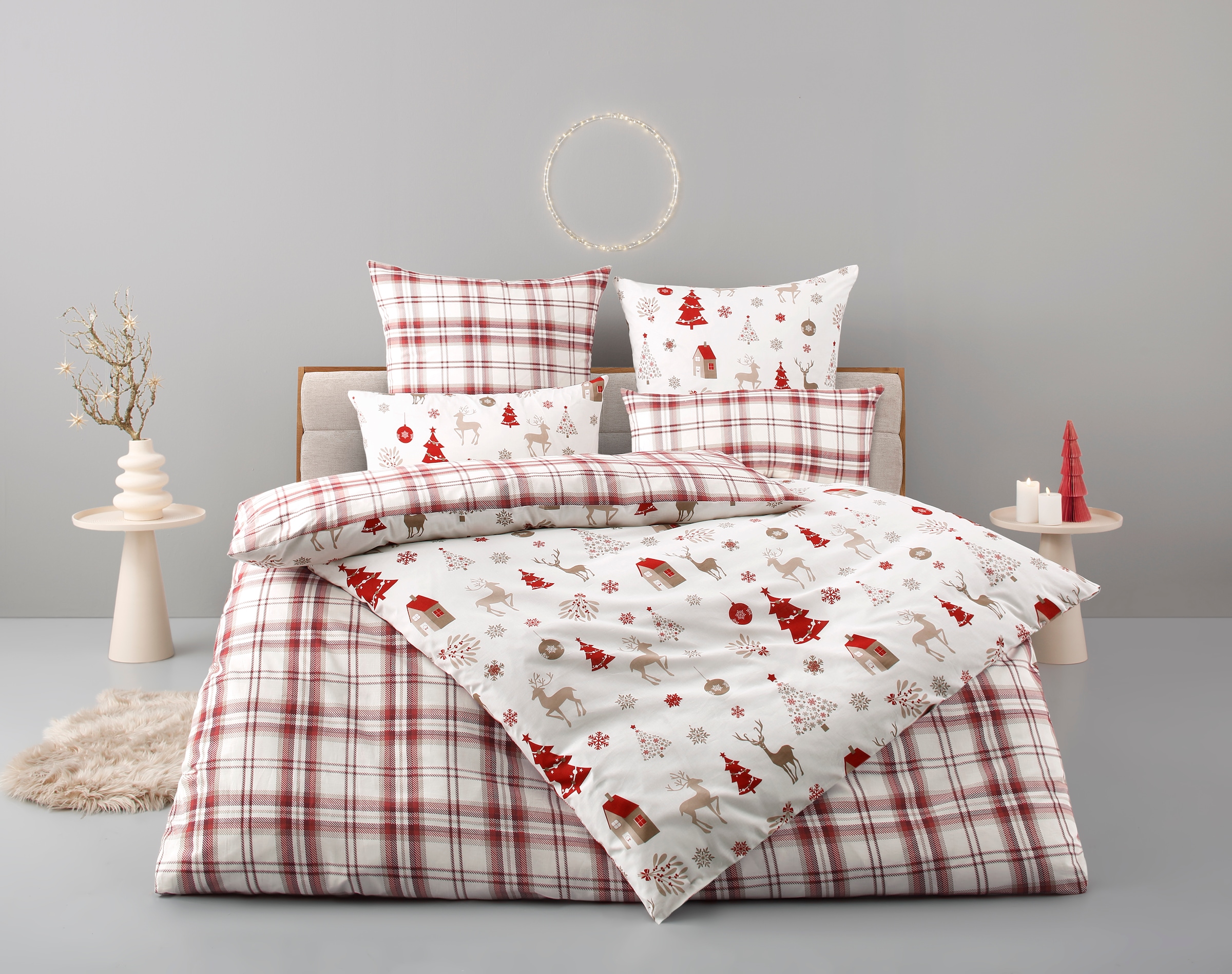 OTTO home Bettwäsche "Mikkel" 2 Bettwäsche ab Gr. 135x200 cm,100% Baumwolle, Weihnachten