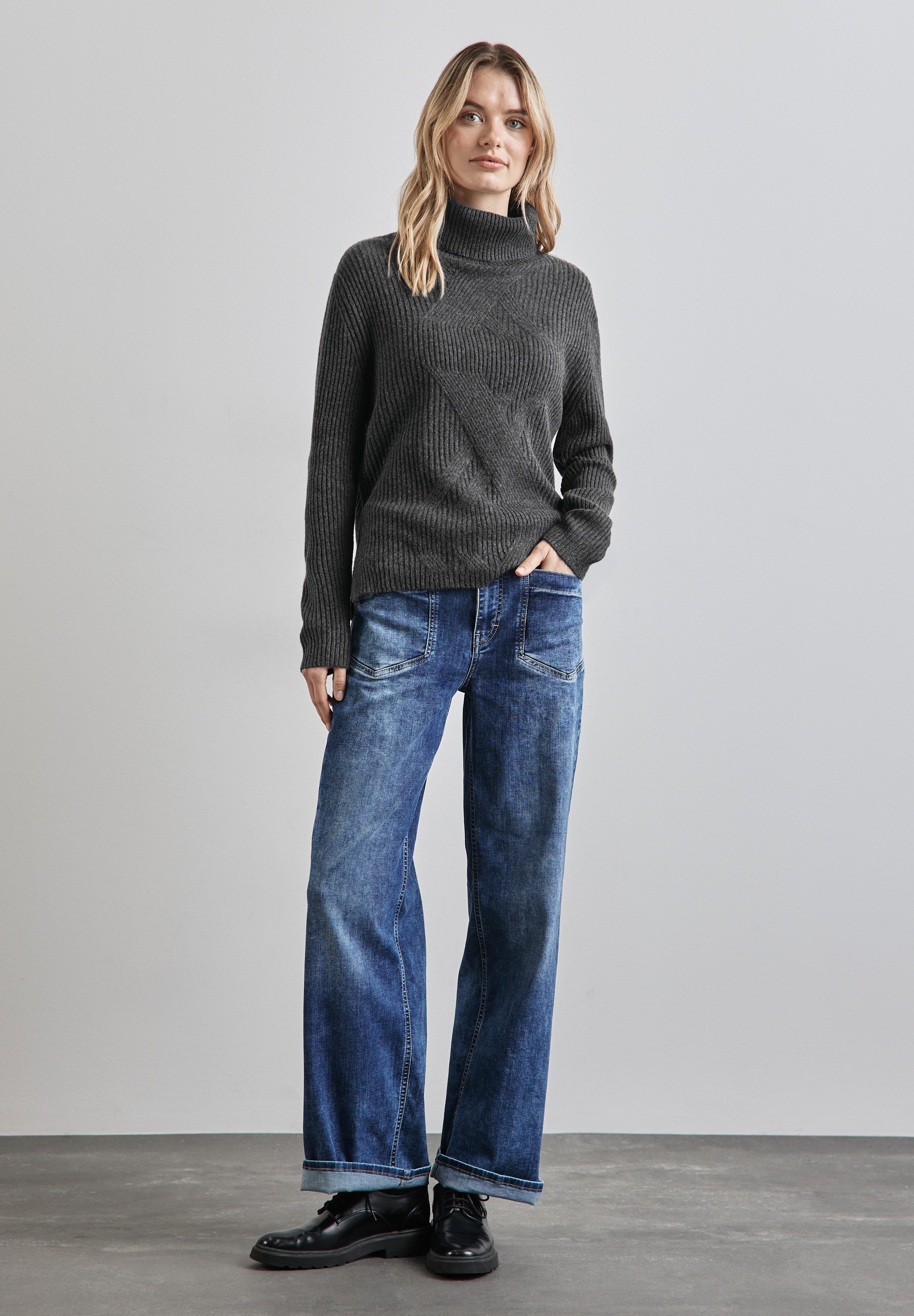 STREET ONE Strickpullover, mit Stehkragen