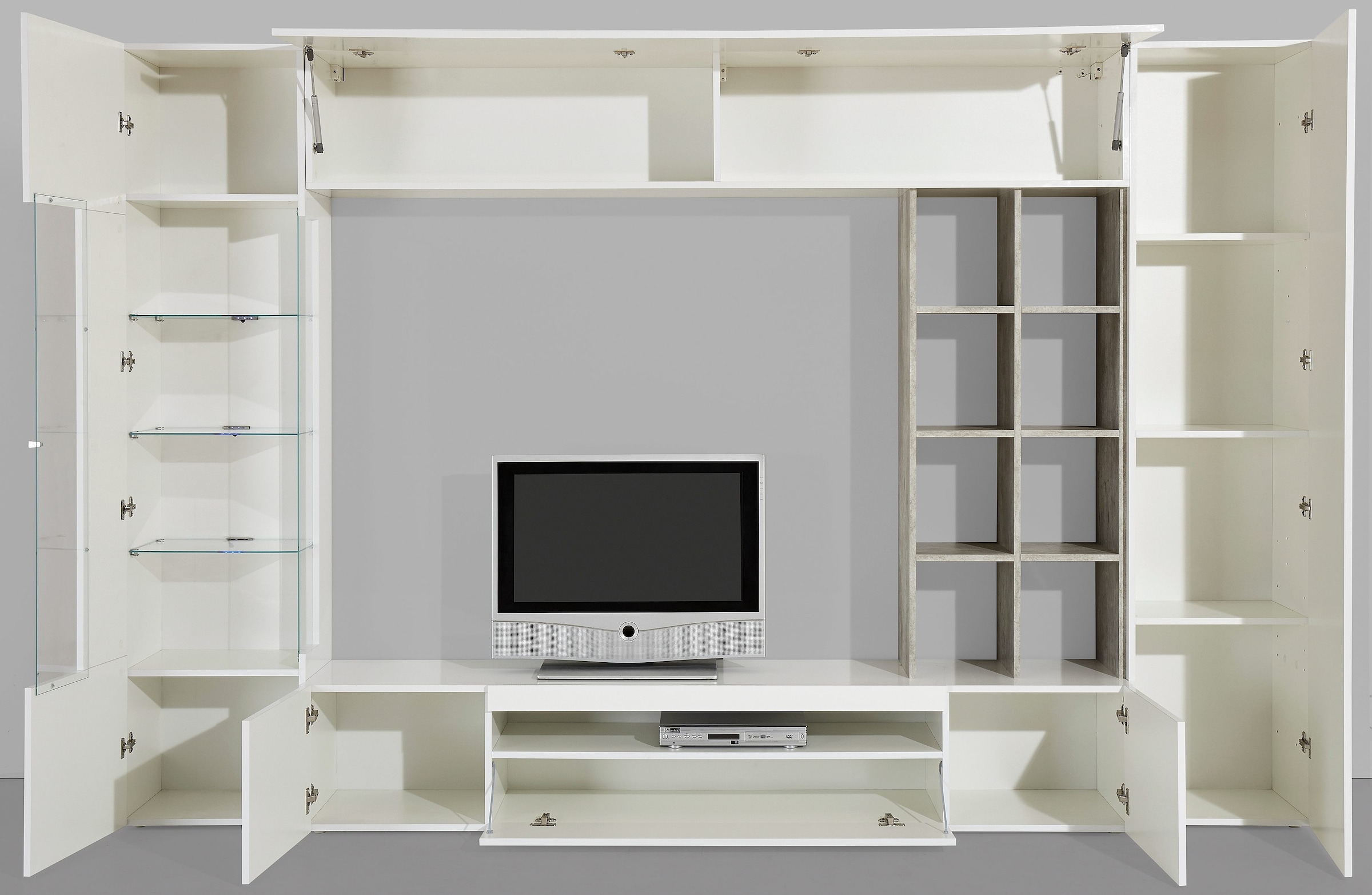 INOSIGN Wohnwand »Egypt«, (Set, 5 St.), 1 Vitrine, 1 Stauraumschrank, 1 Lowboard, 1 Regal, 1 Hängeschrank