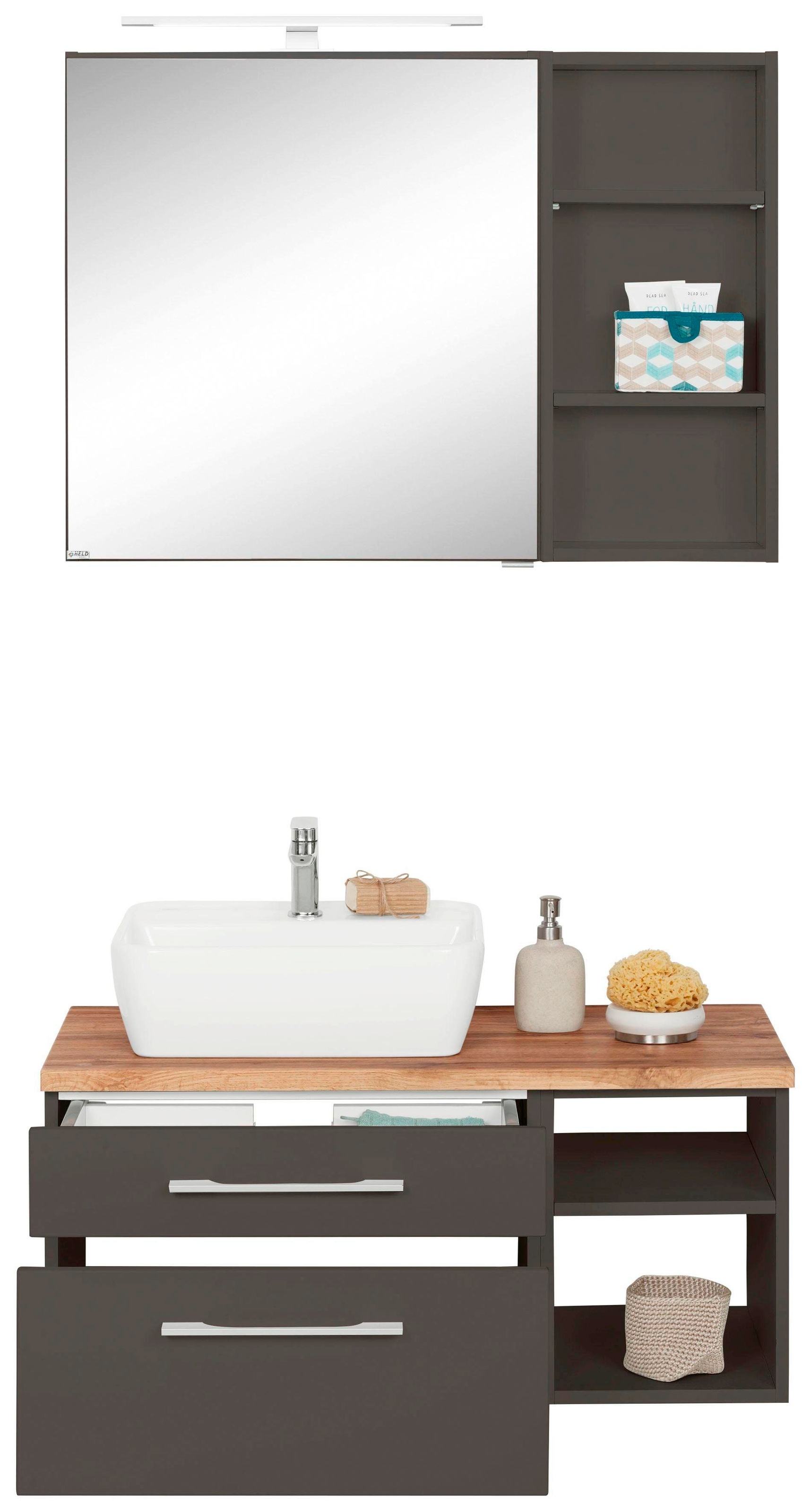 welltime Badmöbel-Set "Davos" 3 Stk. tlg. Spiegelschrank, Regal und Waschti günstig online kaufen
