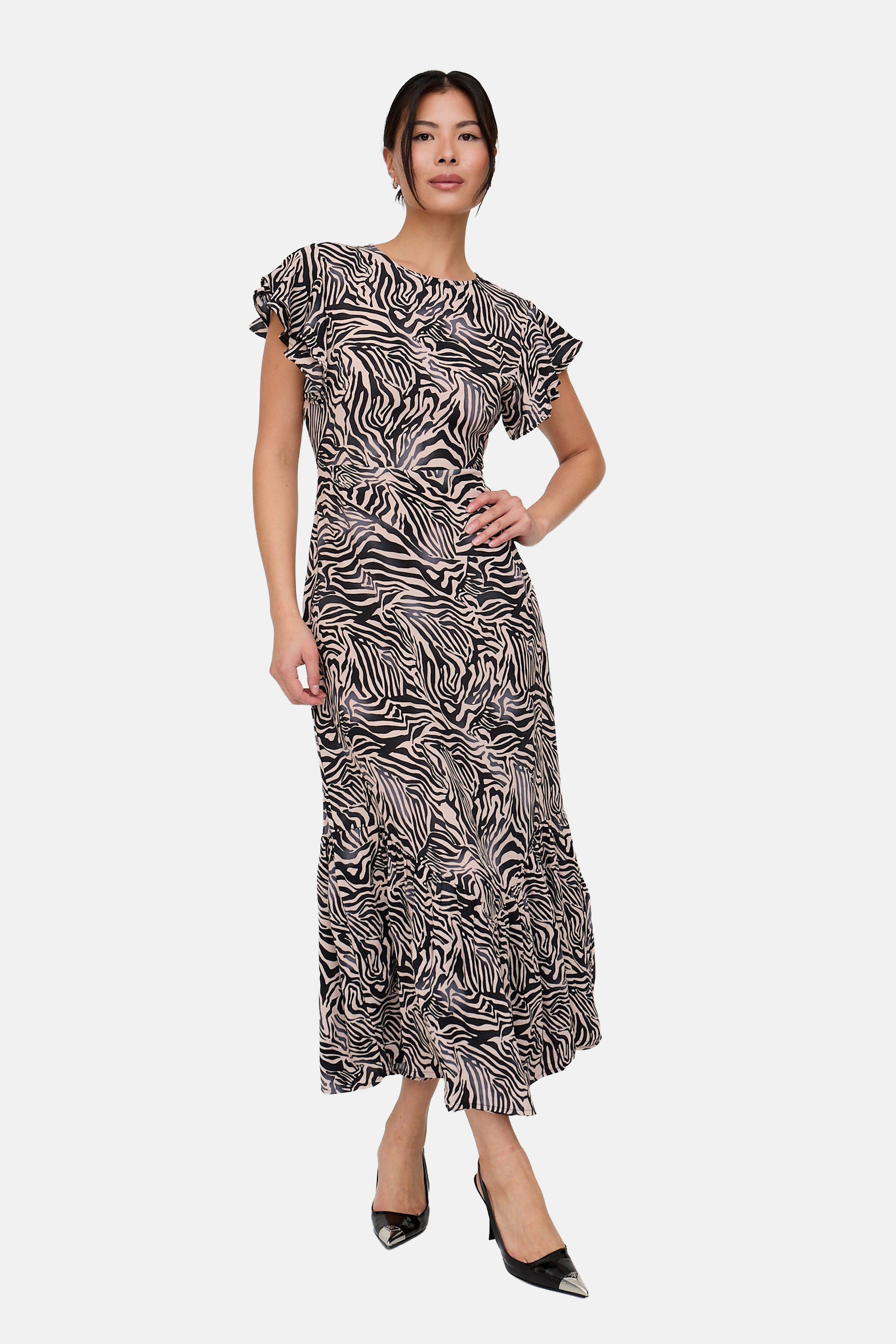 Lily and Lionel Midikleid "Zelda Tiered Zebra Print Maxi Dress Damen" günstig online kaufen
