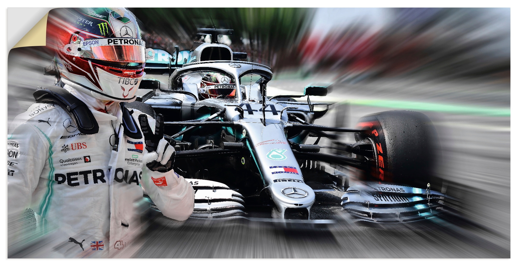 Wandbild ARTLAND "Weltmeister Sir Lewis Hamilton", farbe bild(er): farbig, B:100cm H:50cm, Bilder, als Alubild, Leinwandbild, Poster, Wandaufkleber in verschied. Größen