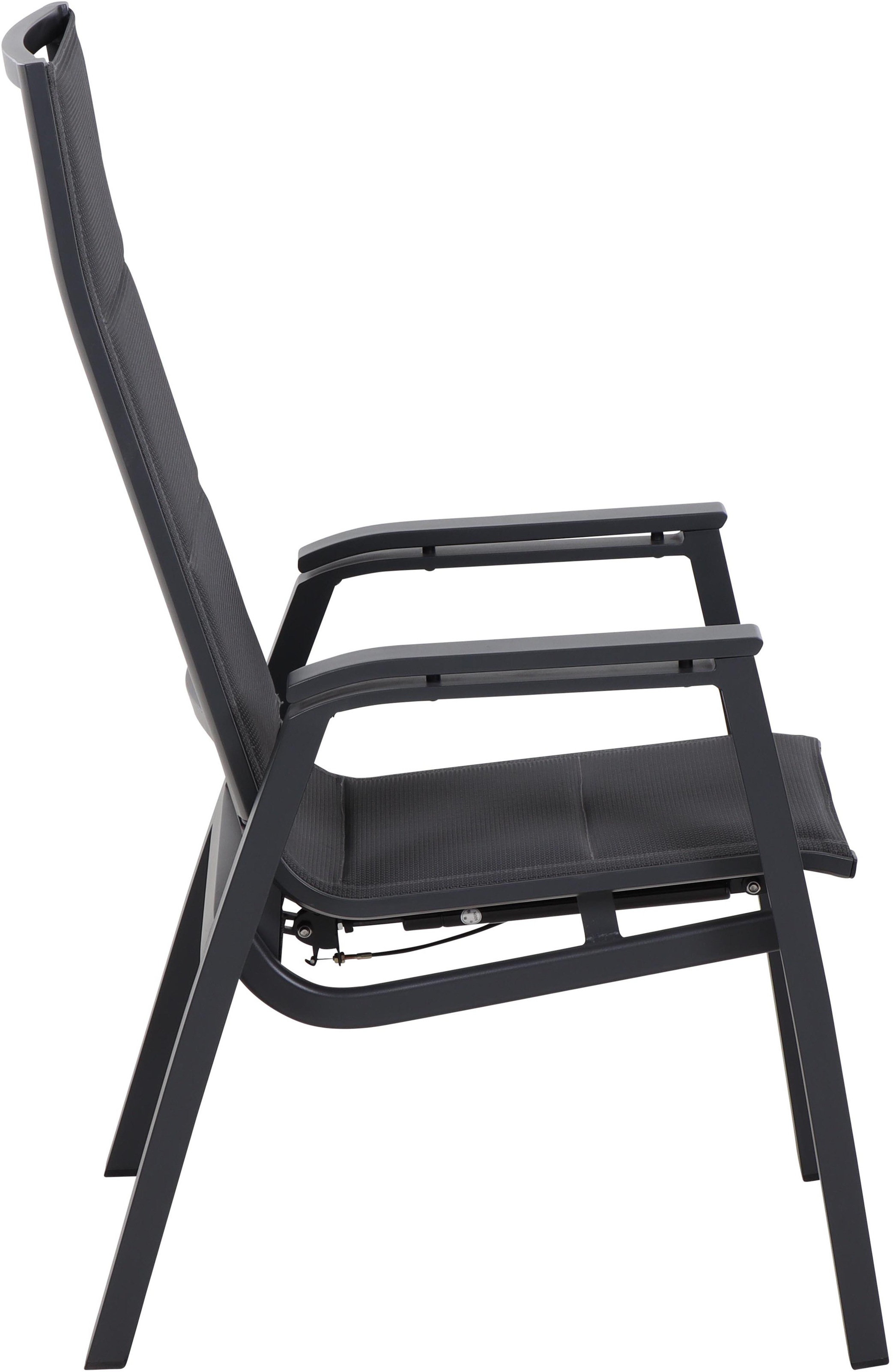 Siena Garden Gartensessel »MILANO Relax Move Sessel« Gestell aus Aluminium matt anthrazit, Bezug padded dunkelgrau