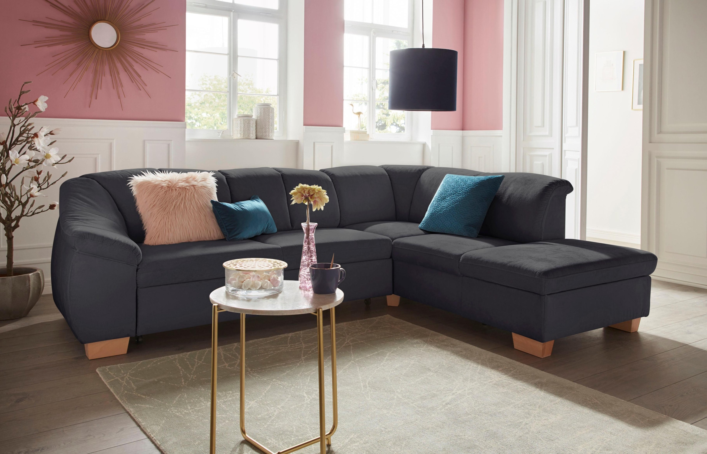 sit&more Ecksofa "Santo L-Form", mit Federkern, wahlweise mit Bettfunktion günstig online kaufen