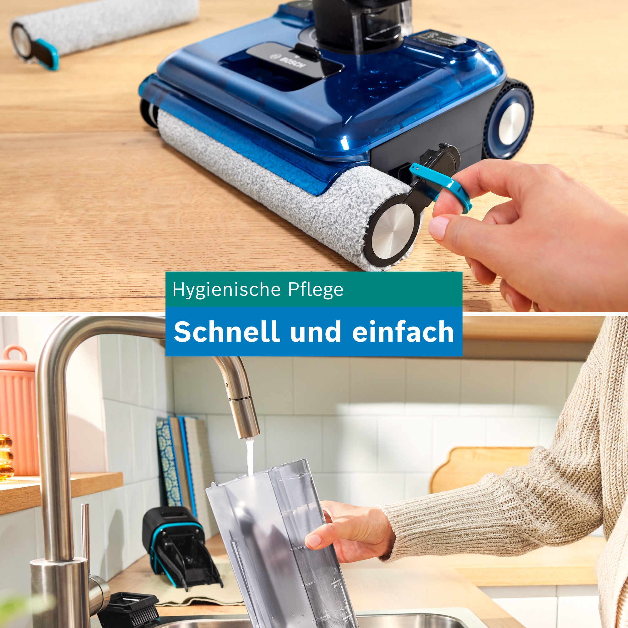 BOSCH Nass-Trocken-Sauger »OneFlow Serie 6 BHF61BM/BHF61BS, Selbstreinigung, 24.000 PA Saugkraft« Saugen & Wischen in einem, Anti-Haarverwicklung