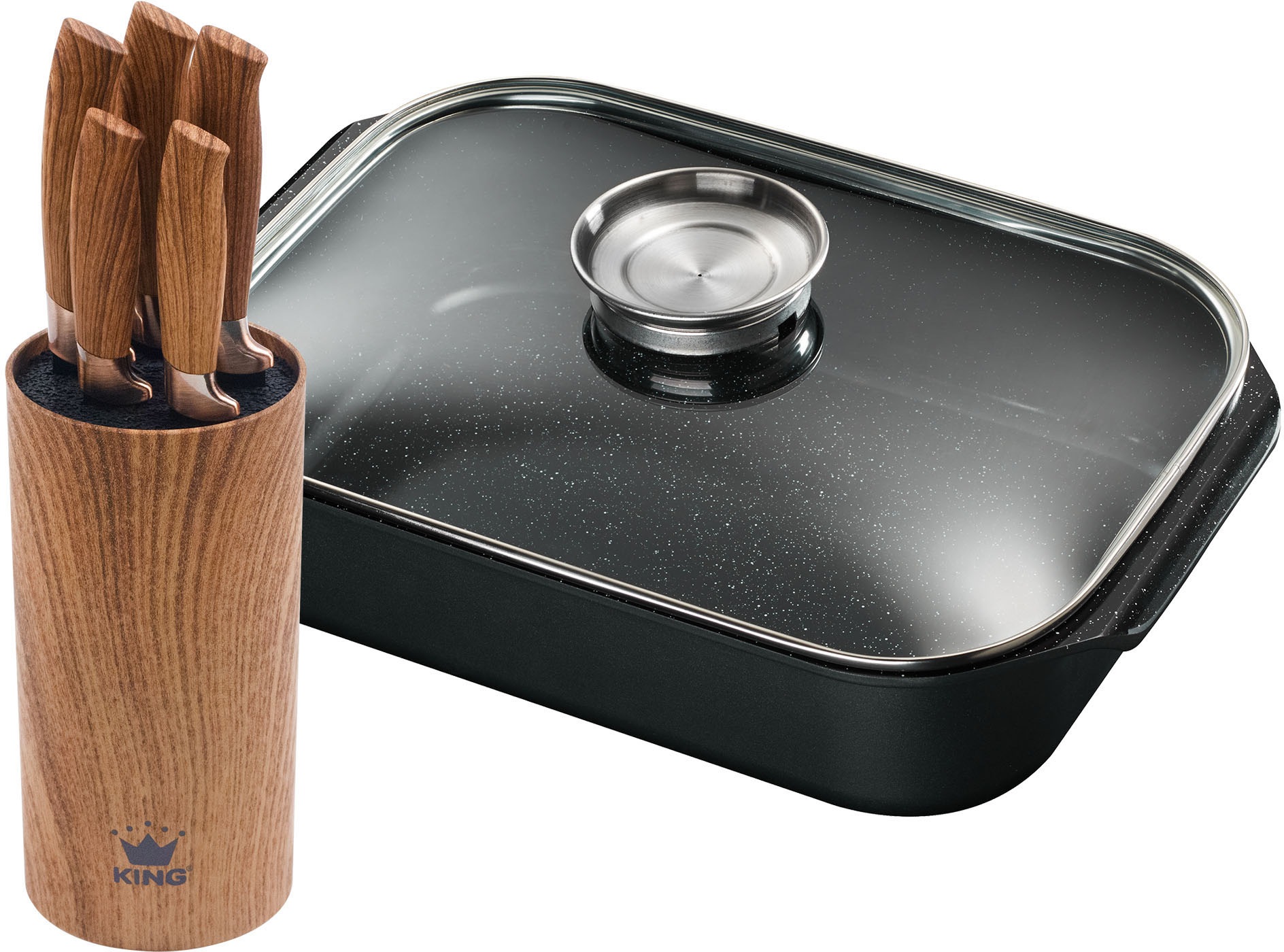 King Holzfarben Bräter Set 8 Stk. Tlg. Aluminiumguss von Baur