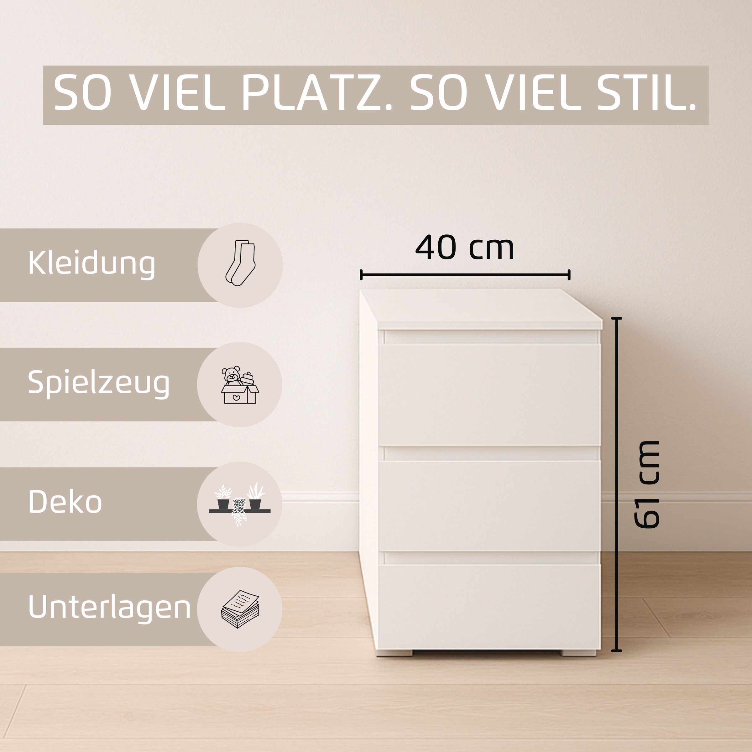 rauch Nachtkommode »Nachttisch Nachtkonsole Nachtschrank MAINZ« Breite 40 cm,  drei praktische und geräumige Schubladen MADE IN GERMANY