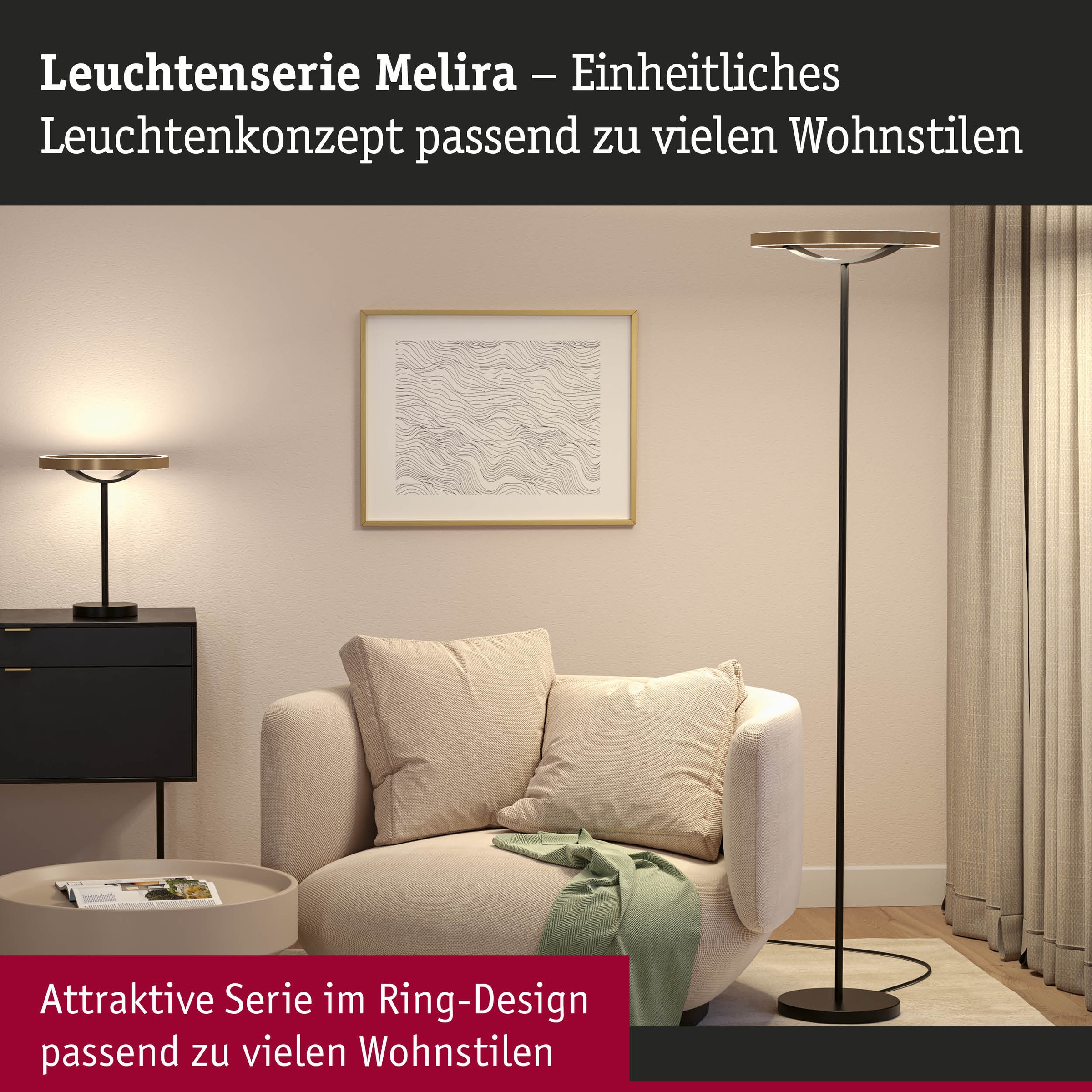 Paulmann LED Tischleuchte »Melira LED 10W Gold /Schwarz 230V Metall« LED-Modul 1 Stk. 3StepDim