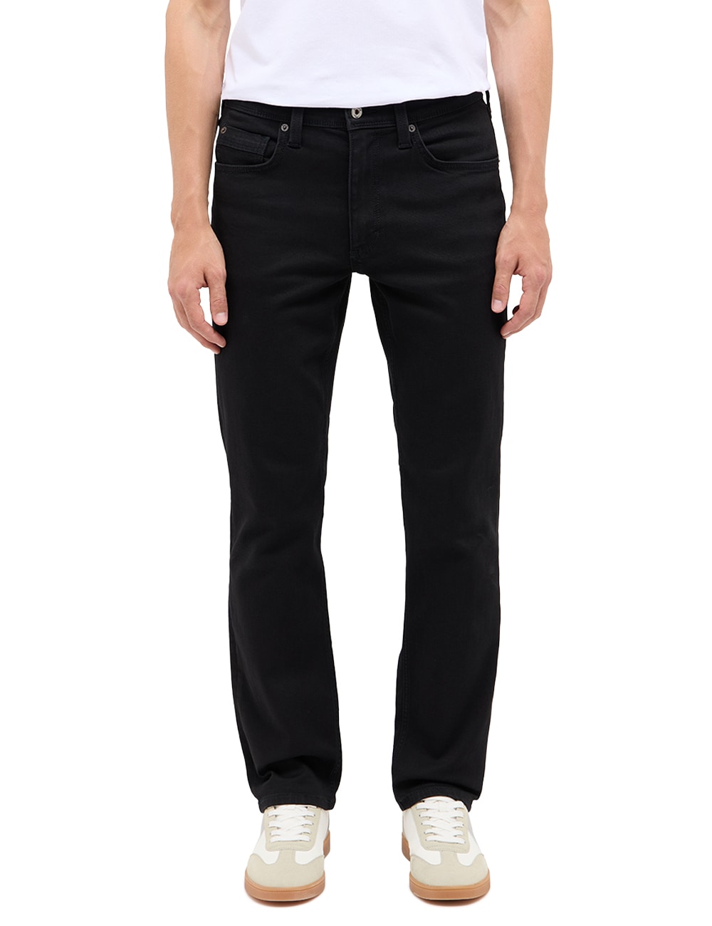 5-Pocket-Jeans MUSTANG "Style Washington Straight", Herren, Gr. 34, Länge 34, schwarz (schwarz, denim), Denim/Jeans, Obermaterial: 64% Baumwolle, 31% Polyester, 3% Viskose, 2% Elasthan, straight fit, Jeans 5-Pocket-Jeans, mit leichten Abriebeffekten