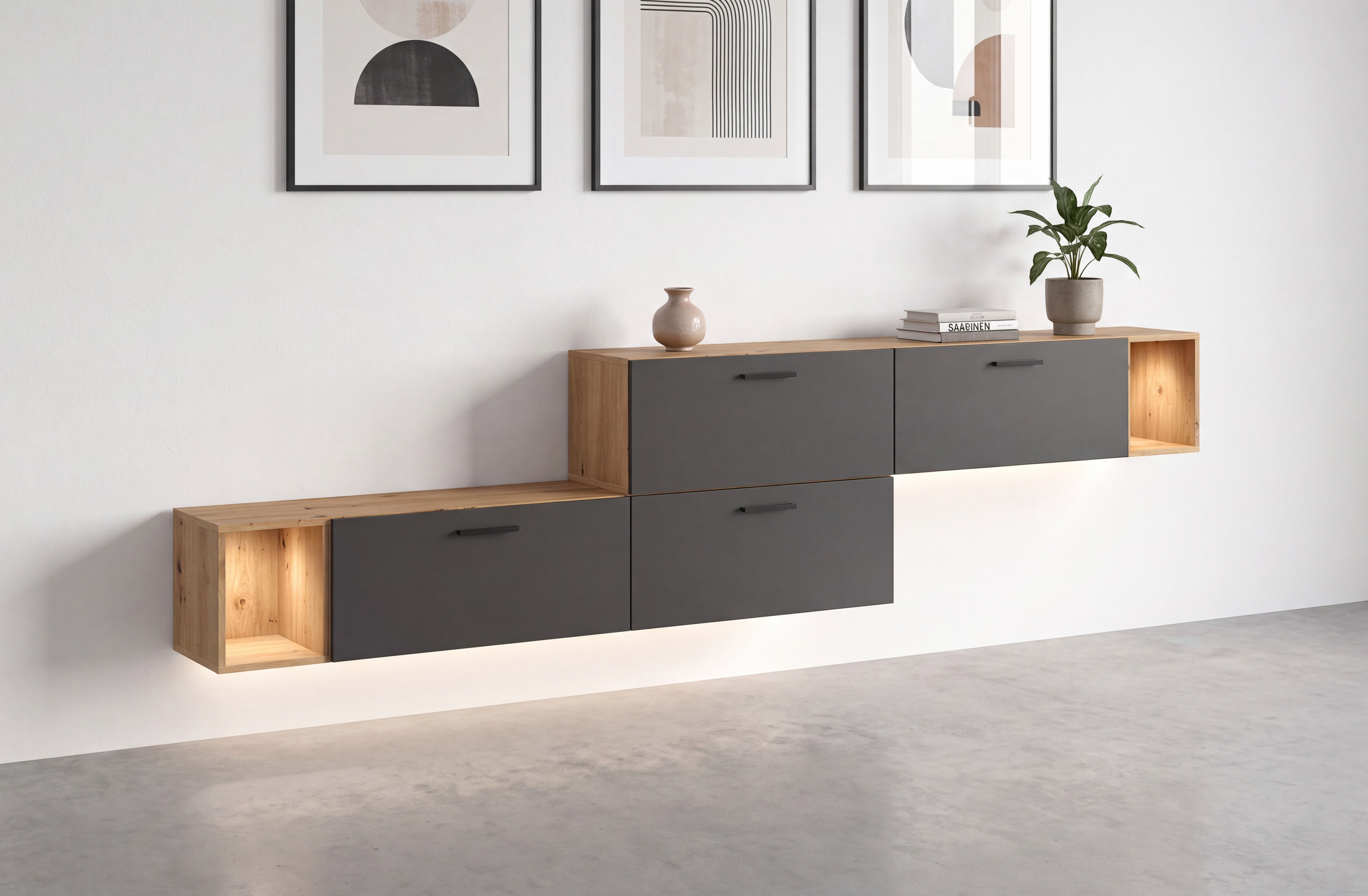 Home affaire Schrank-Set "ENESTE, 6-teilig, in verschiedenen Farben, individuell kombinierbar" verschiedenste Kombinationmöglichkeiten, stehend oder hängend, 2 Stk. tlg.