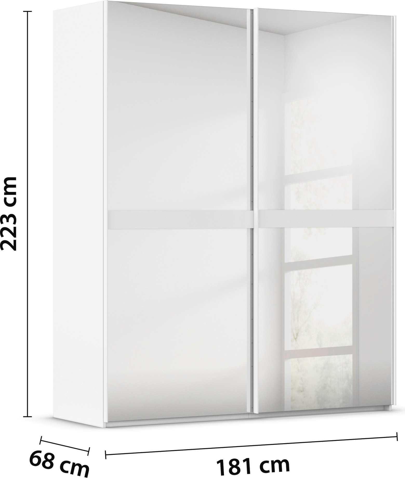 rauch Schwebetürenschrank »Kleiderschrank Schrank Garderobe Schlafzimmerschrank SCALE-LINE«, edle Optik mit Bauchbinde in Korpusfarbe Spiegelfront MADE IN GERMANY