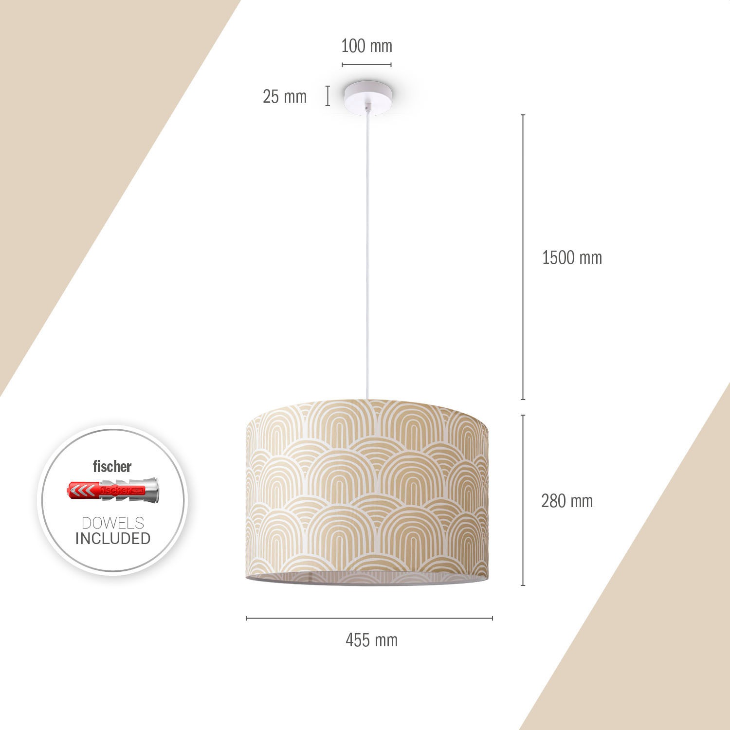 Paco Home Pendelleuchte »Hugo Pillar«, Leuchtmittel E27 | ohne Leuchtmittel, Hängeleuchte Wohnzimmerlampe Mit Schirm Modern Abstrakt Vintage