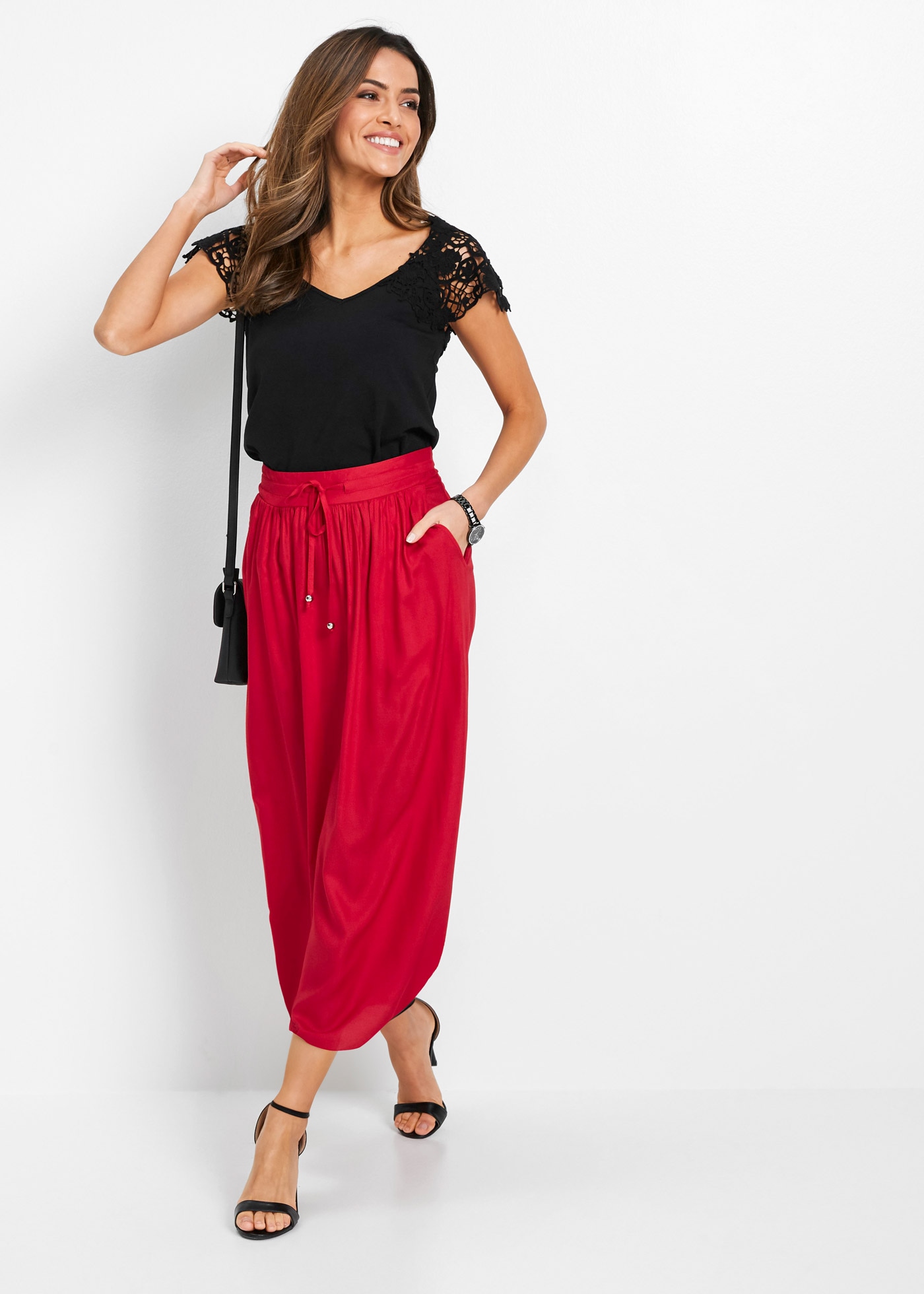 bonprix Maxirock aus Viskose, Maxilänge, lockere Passform, bedrucktes Design