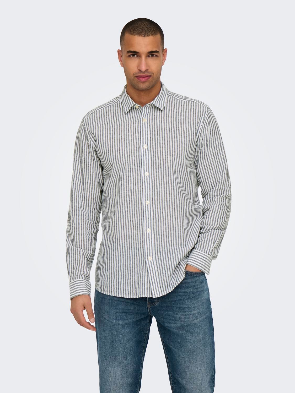 ONLY & SONS Kurzarmhemd "ONSCAIDEN LS STRIPE LINEN SHIRT 660 NOOS" günstig online kaufen