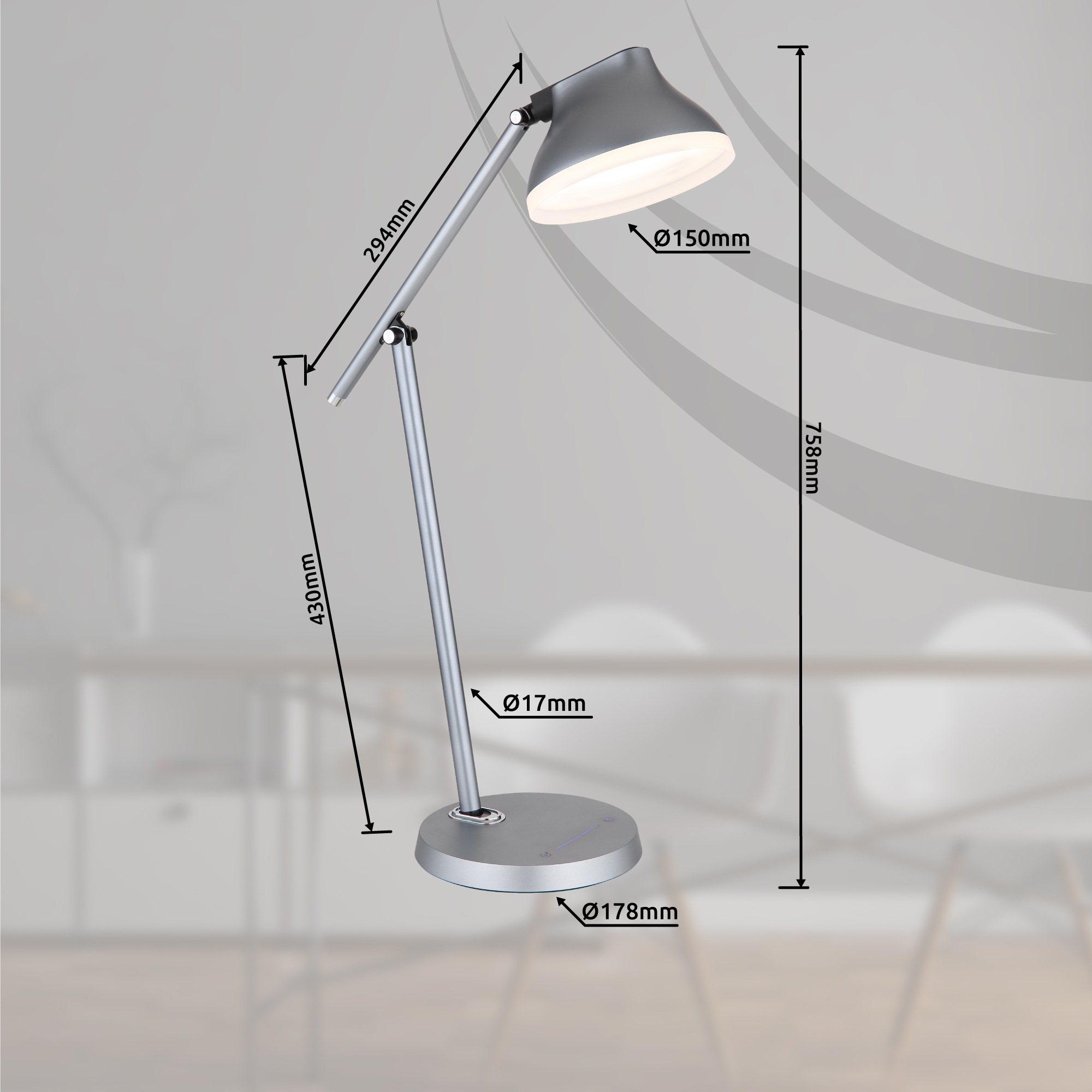 GLOBO LIGHTING LED Tischleuchte »HALVAR« LED-Modul Tageslichtweiß Tischlampe/Arbeitszimmer/Bürotischleuchte/beweglich