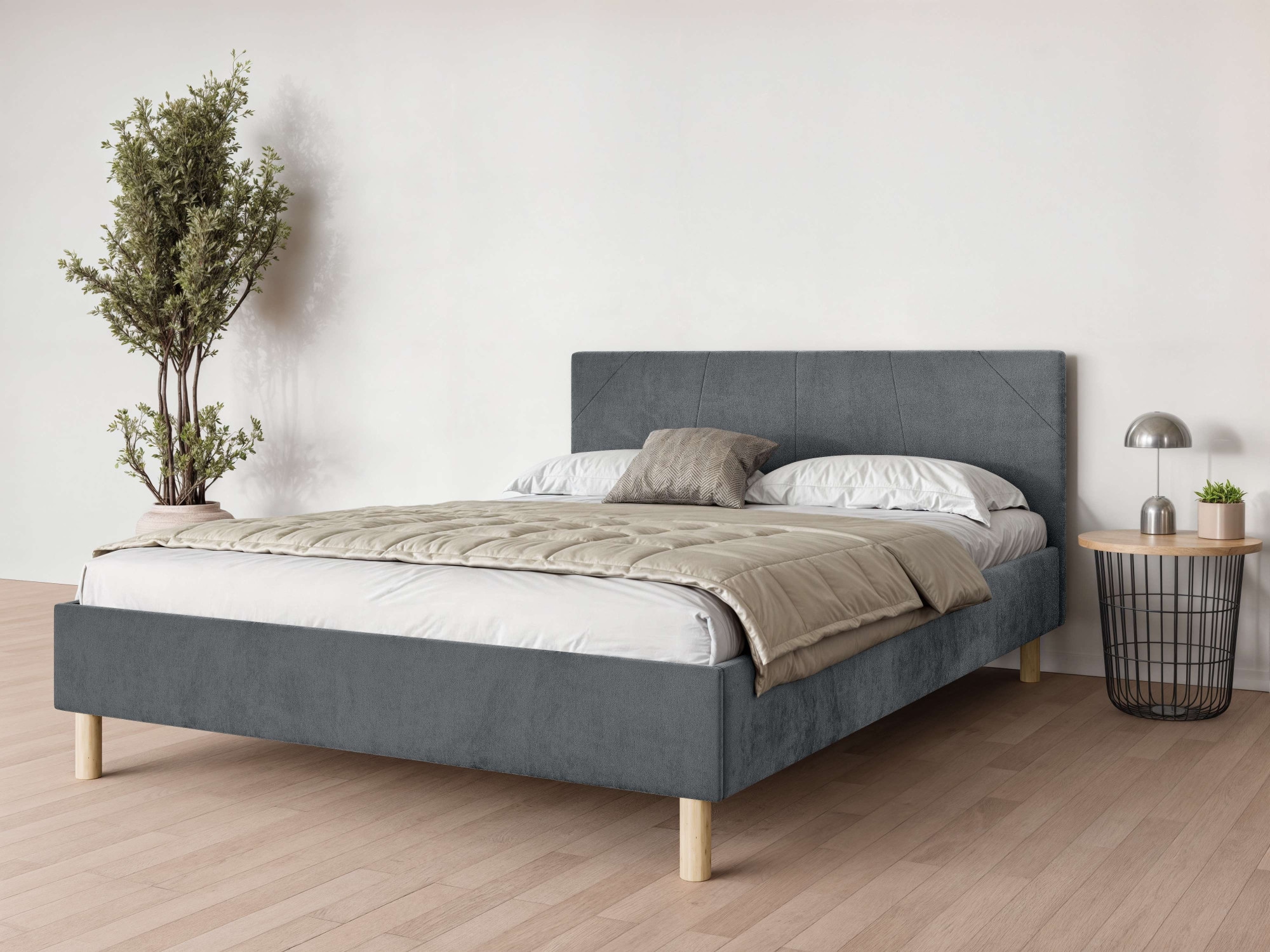 Home affaire Collection Polsterbett "Albybyn, Bettgestell mit Kopfteil und Lattenrost, in 2 Breiten" ohne Bettkasten und Matratze, in 2 Breiten- 140 und 160 cm