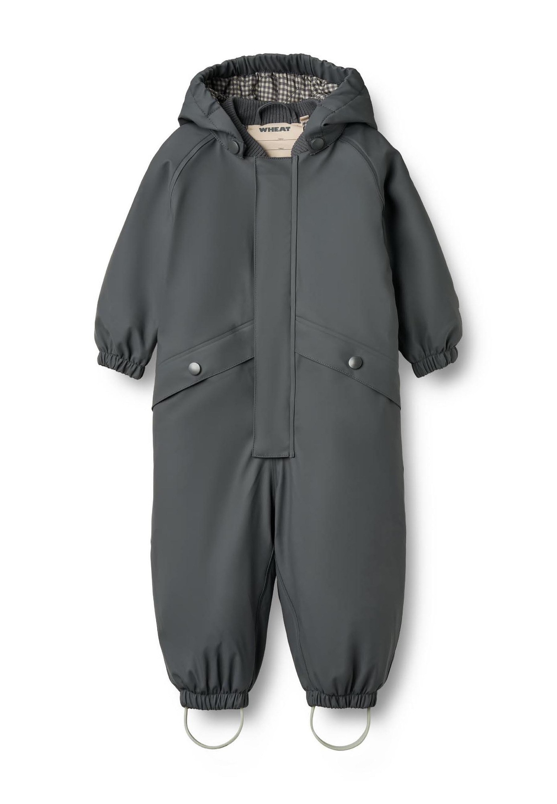 "Stoffhose WHEAT ""WHEAT Thermo Rain Suit Aiko"", Jungen, Gr. 74, grau (grau blau), 100% Polyester (Recycelt), unifarben, normal, Hosen Stoffhose"