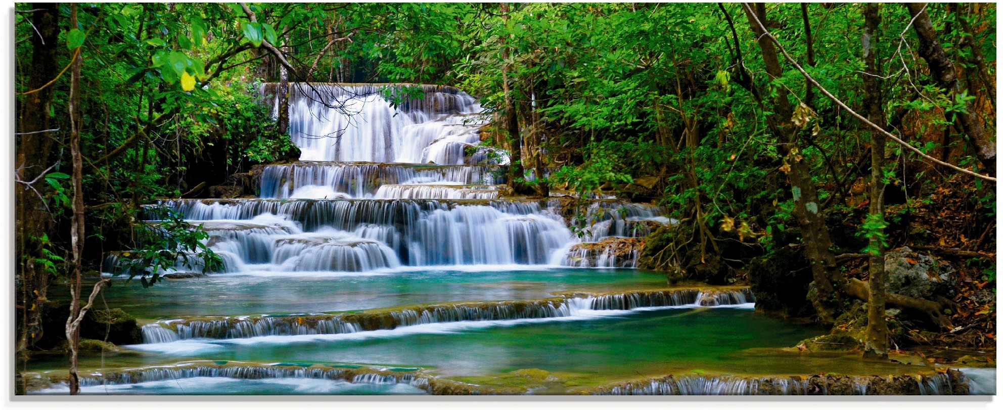Artland Glasbild "Tiefen Wald Wasserfall" Gewässer 1 Stk. tlg. in verschied günstig online kaufen