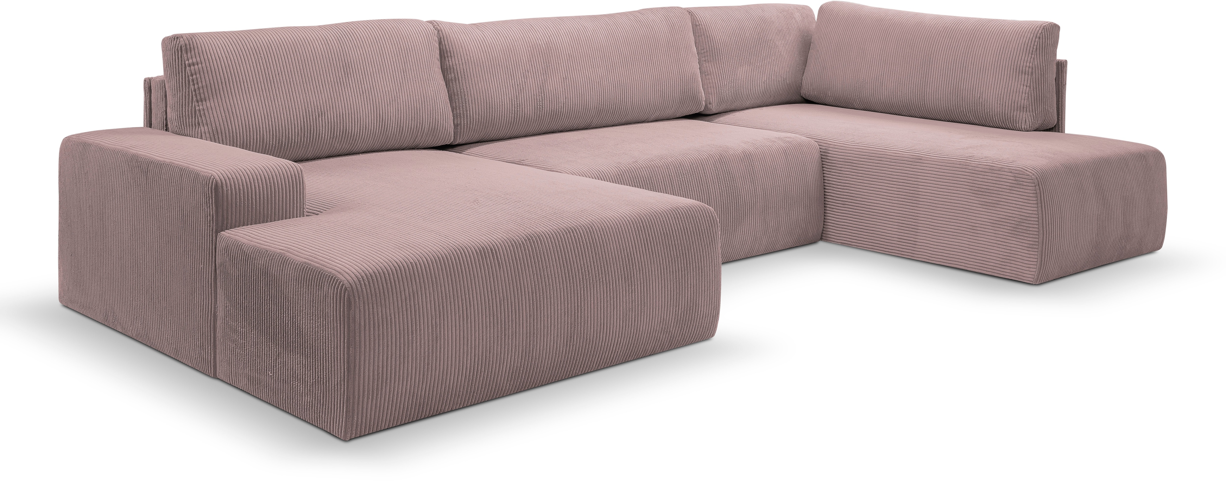 Thumbnail - WERK2 Wohnlandschaft "Rotterdam-U, U-Form, in kuschelweichem Cord oder Breitcord", Design Sofa mit Schlaffunktion & Bett...