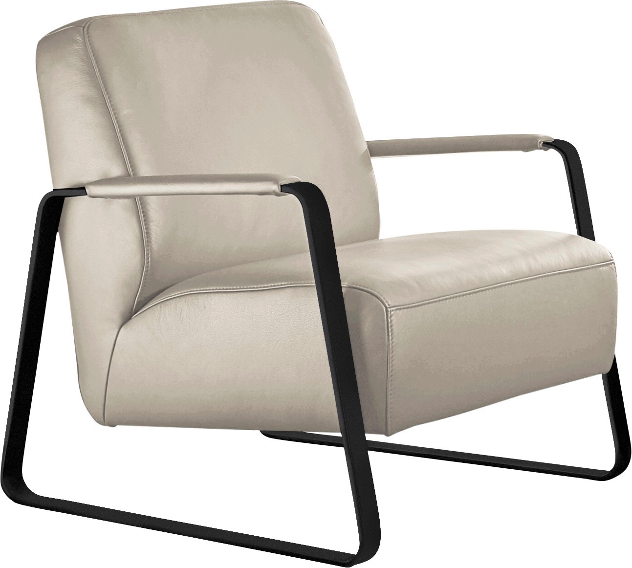 W.SCHILLIG Cocktailsessel »quadroo Loungesessel,«, mit bezogenen Armlehnen, Gestell in Schwarz pulverbeschichtet