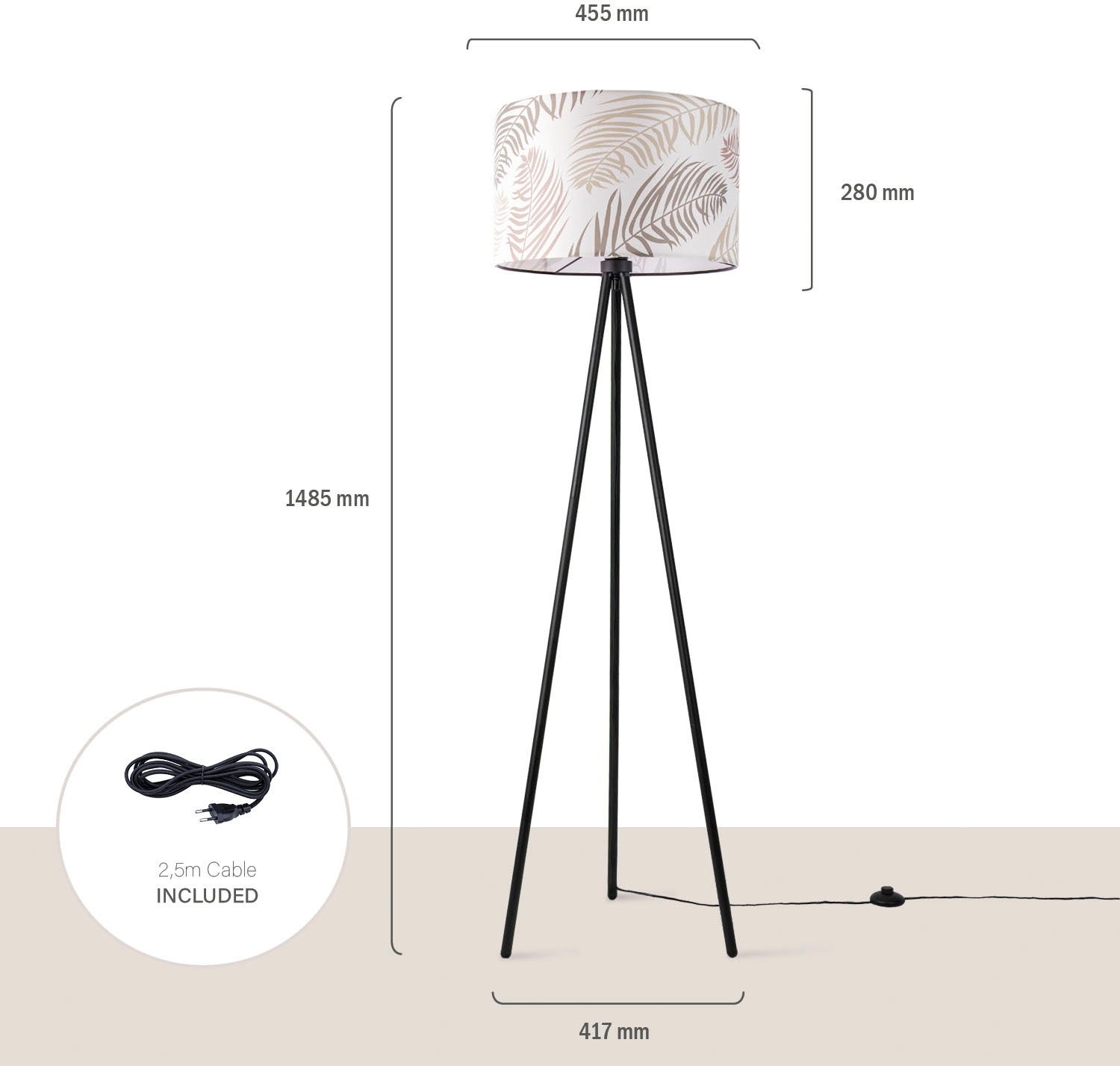 Paco Home Stehlampe »Trina Kuba« E27 Wohnzimmer  Kinderzimmer Lampenschirm Zimmer Deko Schlafzimmer Palme