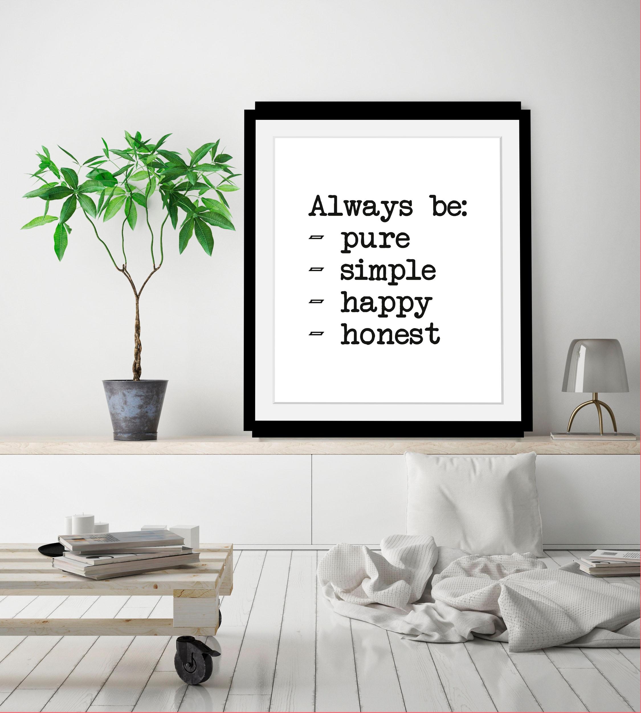 queence Bild »Aufzählung« Motivationsbilder | Schriftzug | Schwarz-Weiß HD Premium Poster-Druck inkl. Holzrahmen