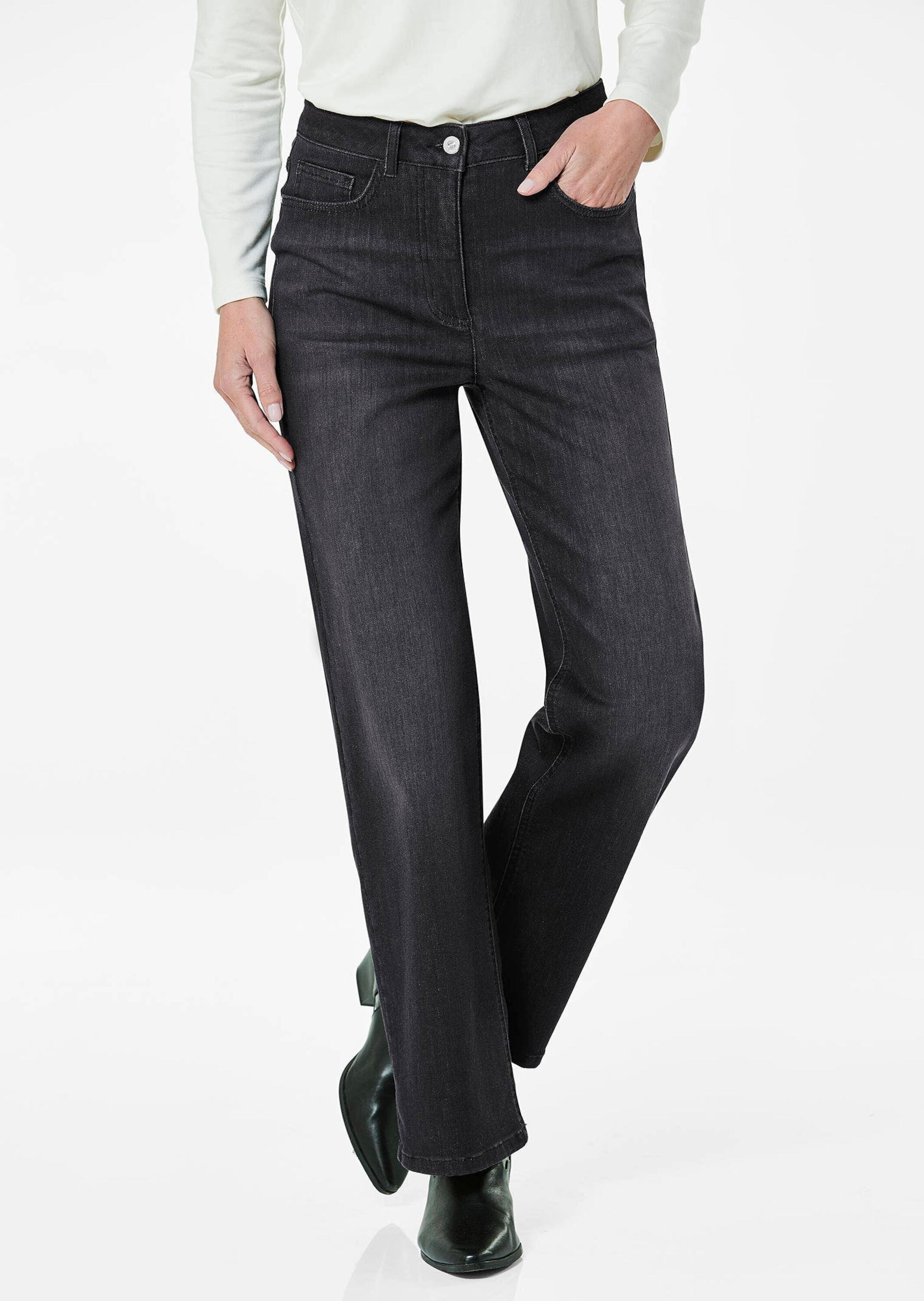 GOLDNER Stretch-Jeans »Kurzgröße Denim Jeans mit weitem Bein«