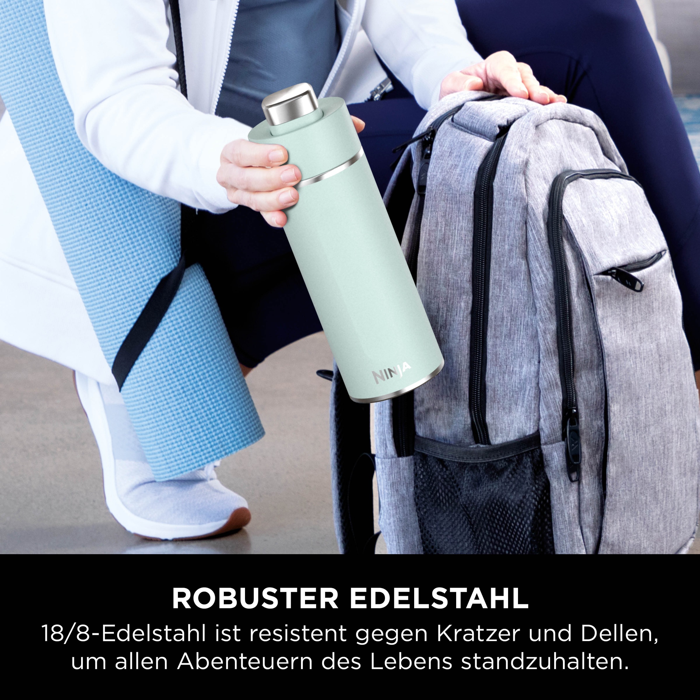 NINJA Isolierflasche »Ninja Thirsti Reiseflasche – 530 ml DW1801EUU / 700 ml DW2401EUU«, Getränke bleiben 24 Stunden kalt, 12 Stunden heiß, Eis hält 2 Tage