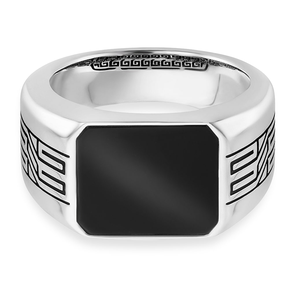 CAÏ Fingerring »925/- Sterling Silber rhodiniert oxidiert Onyx«