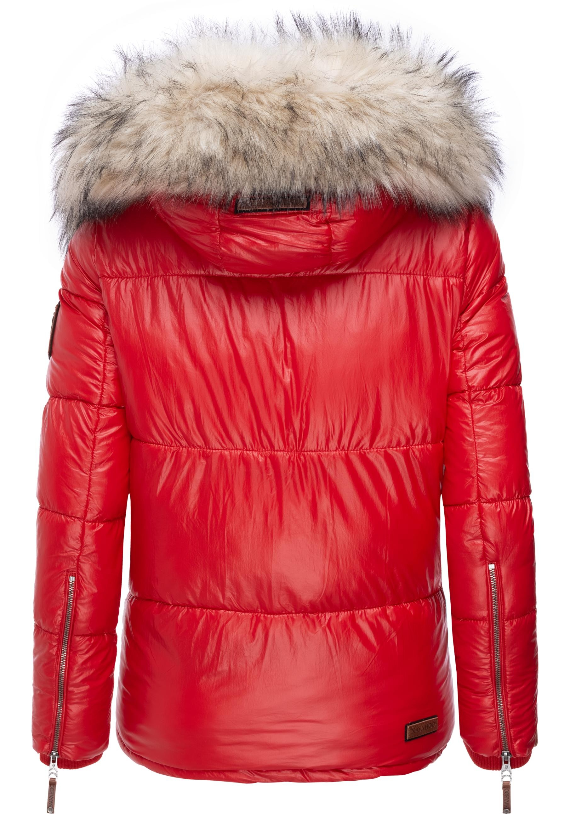 Navahoo Winterjacke »Tikunaa«, mit Kapuze, warm gefütterte Damen Steppjacke mit Kunstfellkapuze