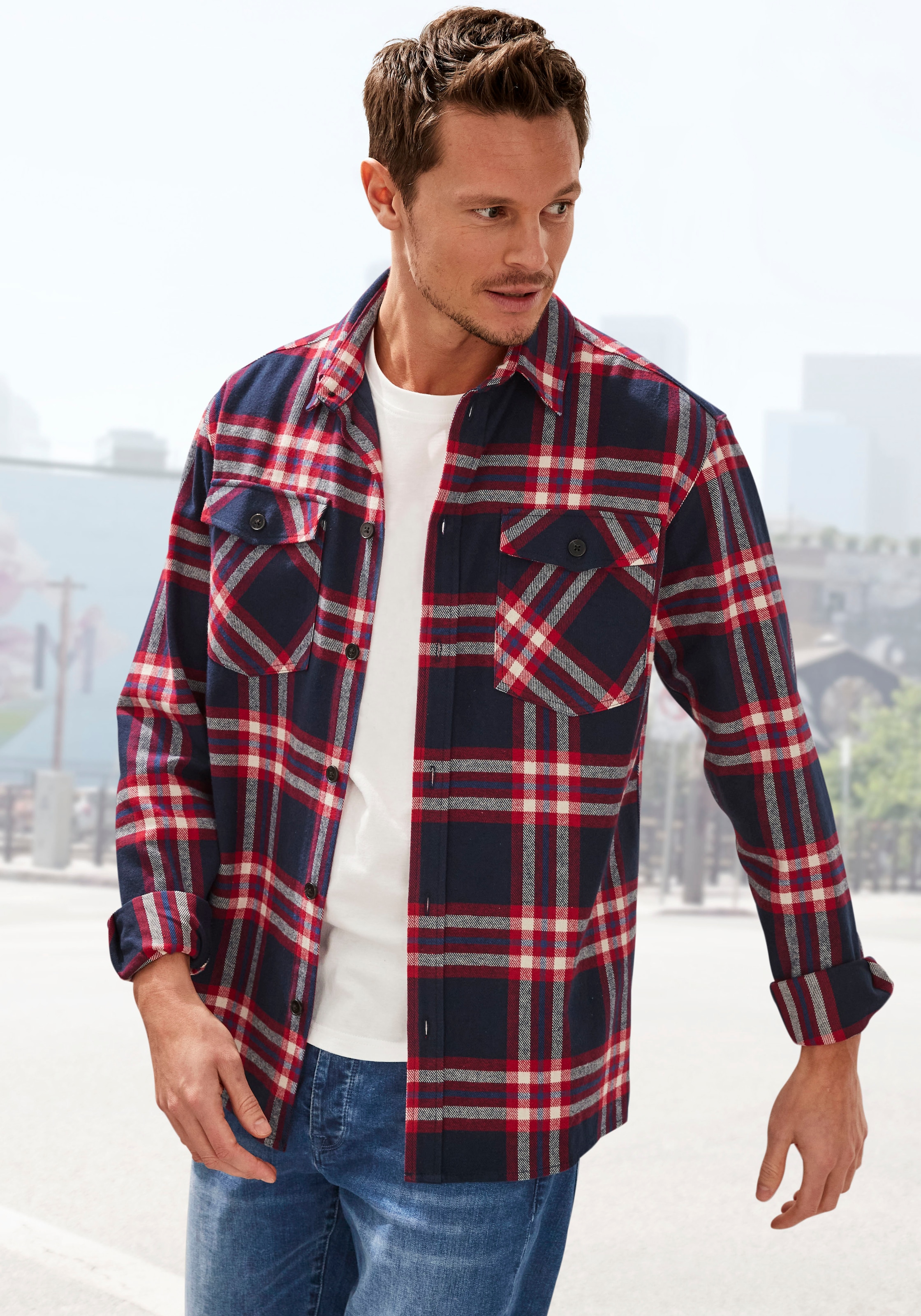 H.I.S Overshirt "Flanellhemd,", Karohemd mit aufgesetzten Taschen, angenehm günstig online kaufen