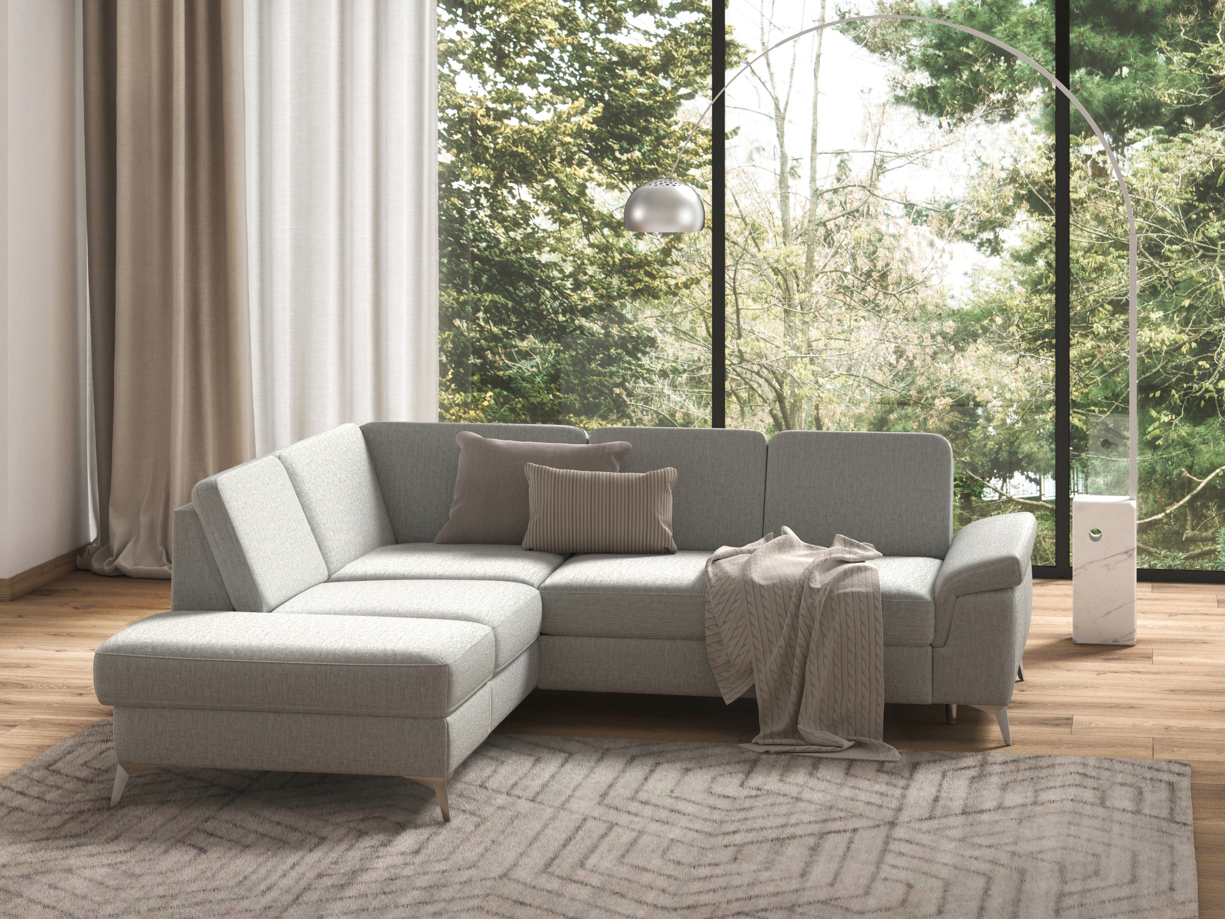 sit&more Ecksofa »Padua L-Form«, inklusive Sitztiefenverstellung, Armteilfunktion und Federkern