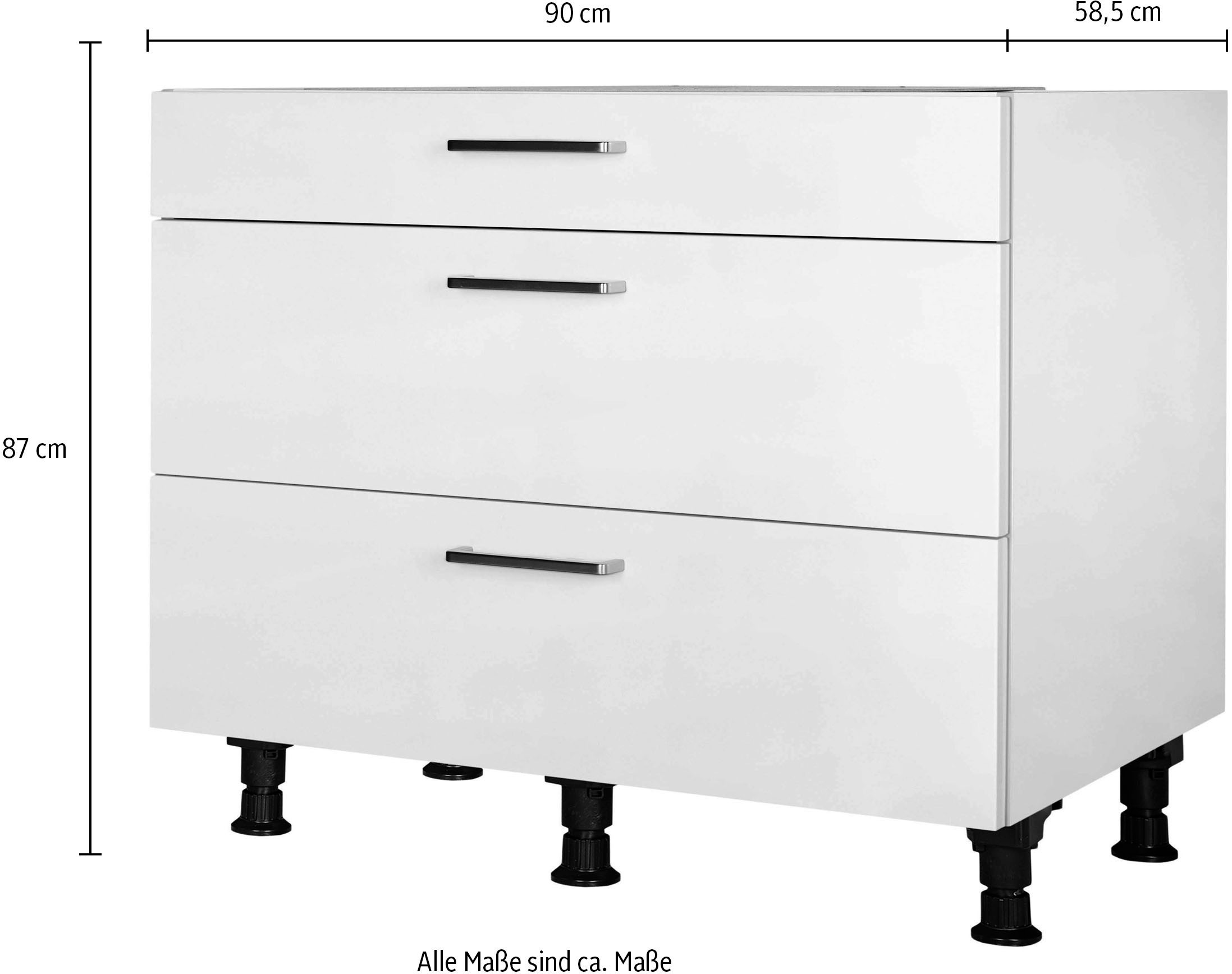 nobilia® Unterschrank »"Touch", vormontiert, mit höhenverstellbaren Sockelfüßen, in den«, Breiten 30, 45, 60 und 90 cm, mit Schubkasten und Auszügen