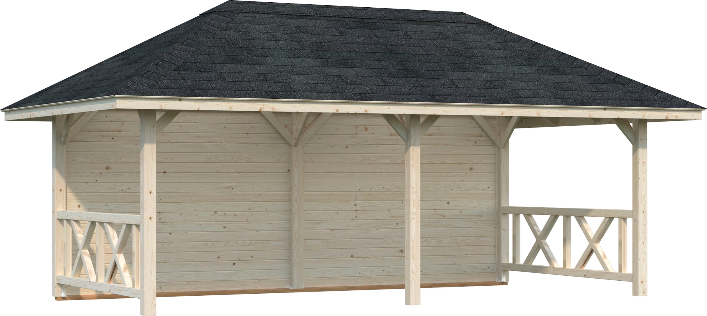 Holzpavillon »Bianca 16,6 m² Set 2«, BxTxH: 588x300x323 cm