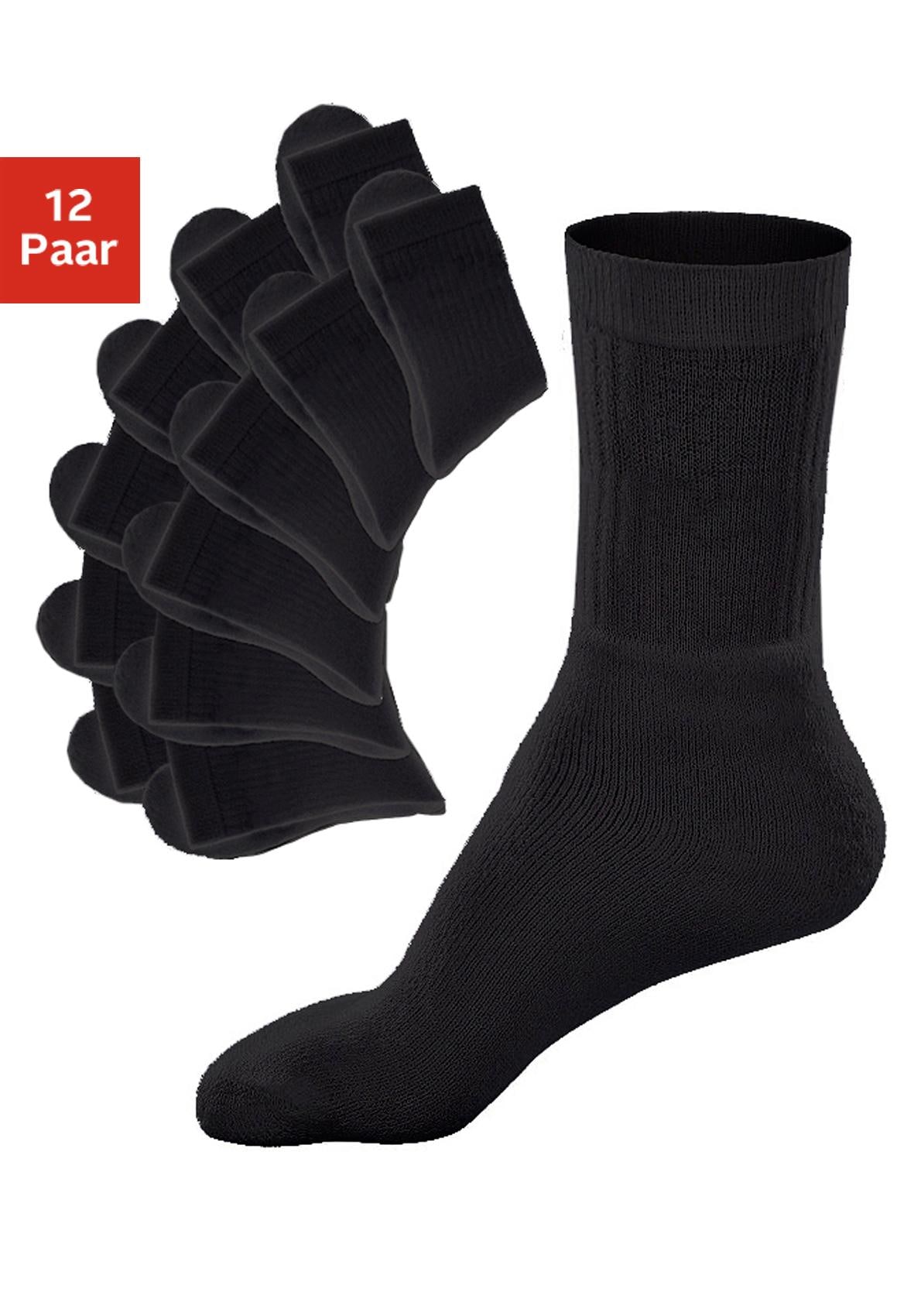 Go in Tennissocken "Damen Herren Kinder Sportsocken uni aus Atmungsaktiver Baumwolle" Packung, 12 Paar tlg. mit Frottee, mit verstärkter Ferse & Spitze