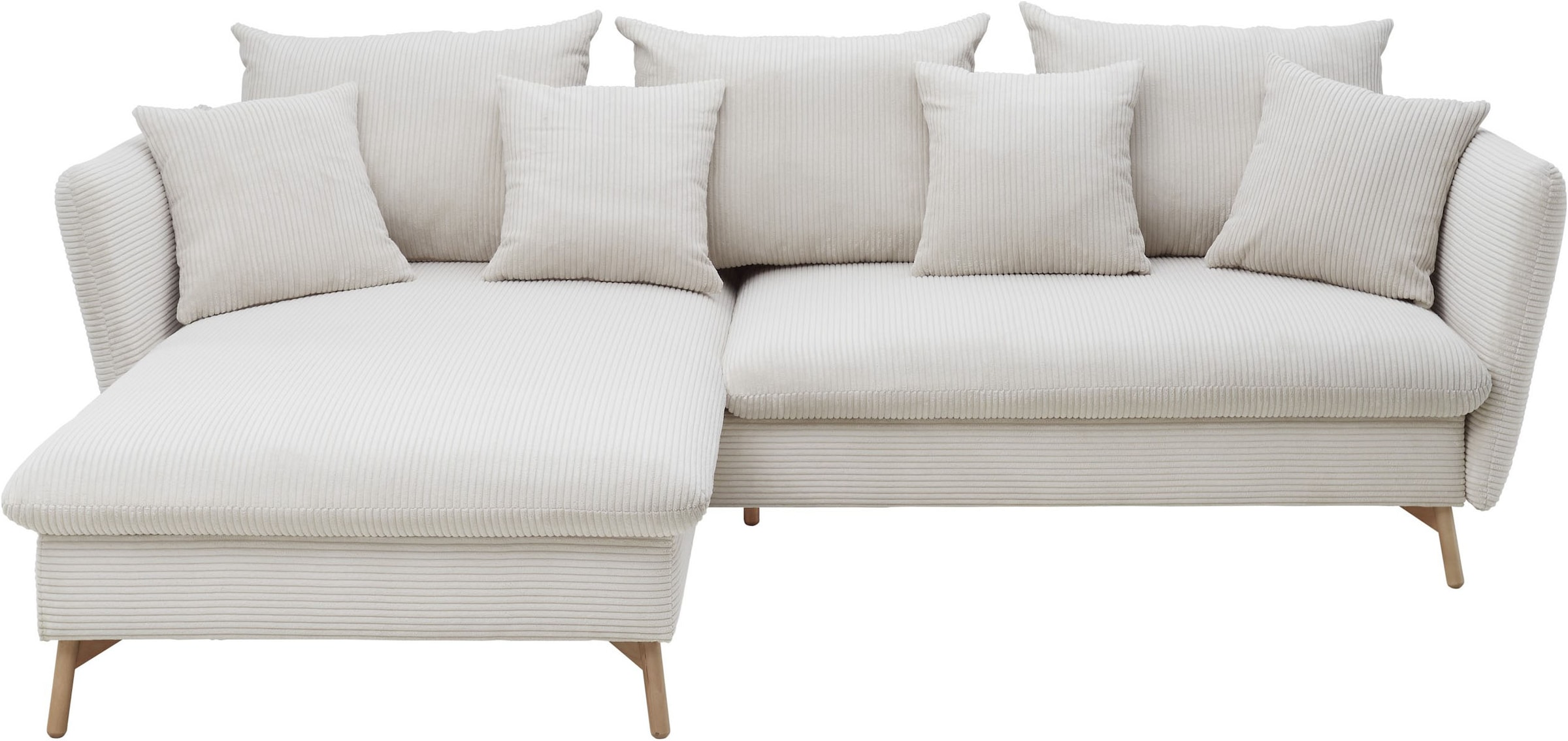 andas Ecksofa »MERLE, 258 cm, L-Form, traumhafter Cord,«, mit Bettfunktion und Bettkasten, Liegefläche 224 x 139