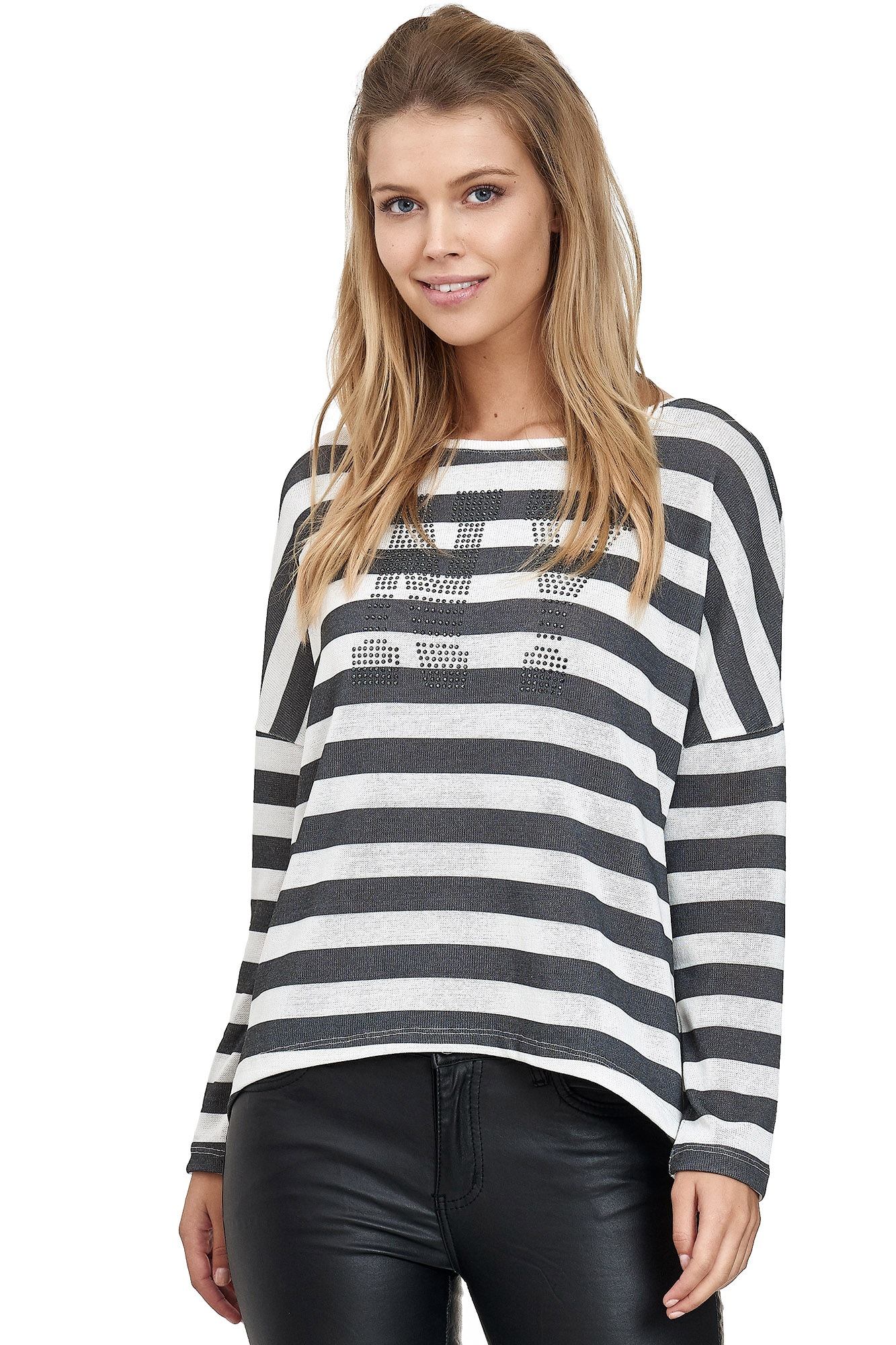 Decay Langarmshirt, mit Strassstein-Schriftzug