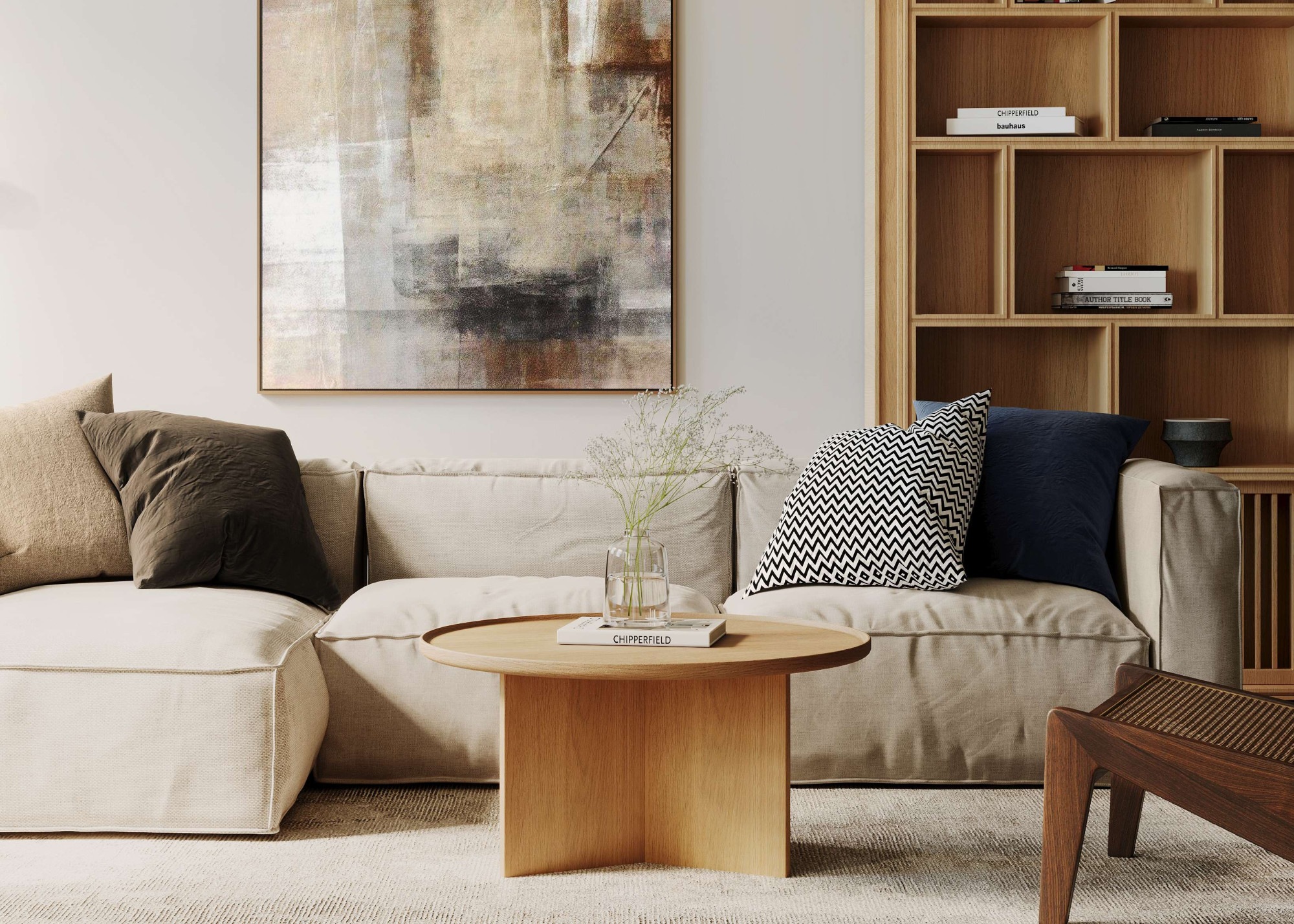 Woodman Couchtisch "Cala" 83/83/42 cm, Breite 83 cm, rund, Tischplatte aus massiver Eiche, FSC zertifiziert