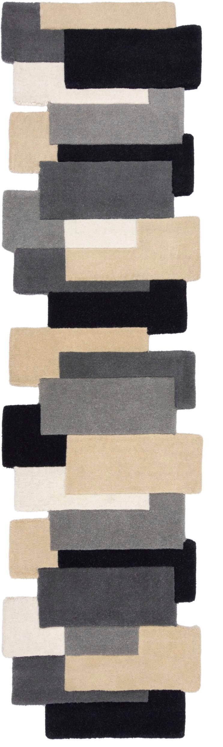 FLAIR BAUR Teppichläufer Karo RUGS Collage«, Design, Patchwork, Wolle, rechteckig, | Läufer 100% »Abstract mehrfarbig, modern,