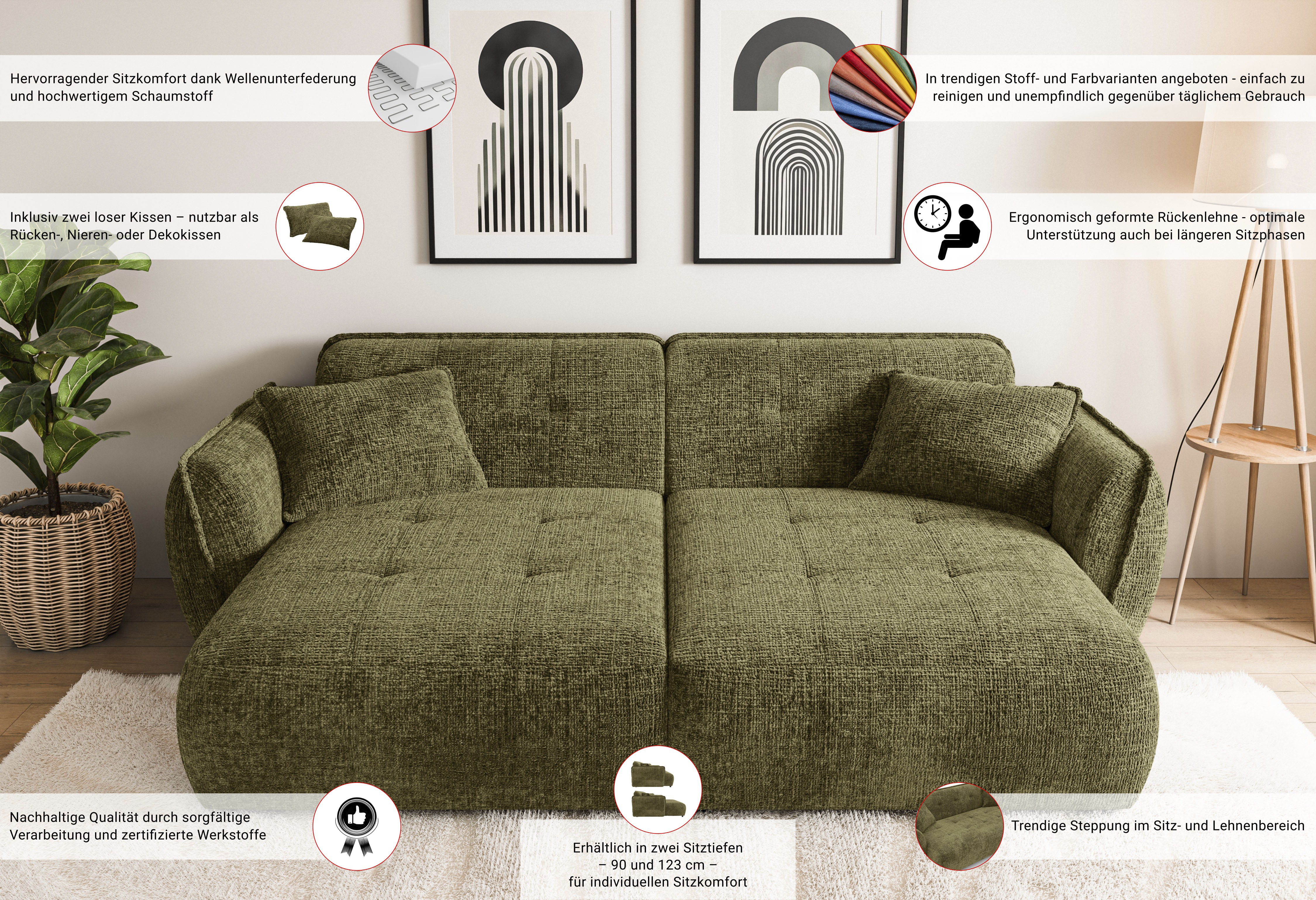 Thumbnail - Home affaire Big-Sofa "MIRELDA Design-Sofa mit Steppungen, extra tief, Breite 251 cm"