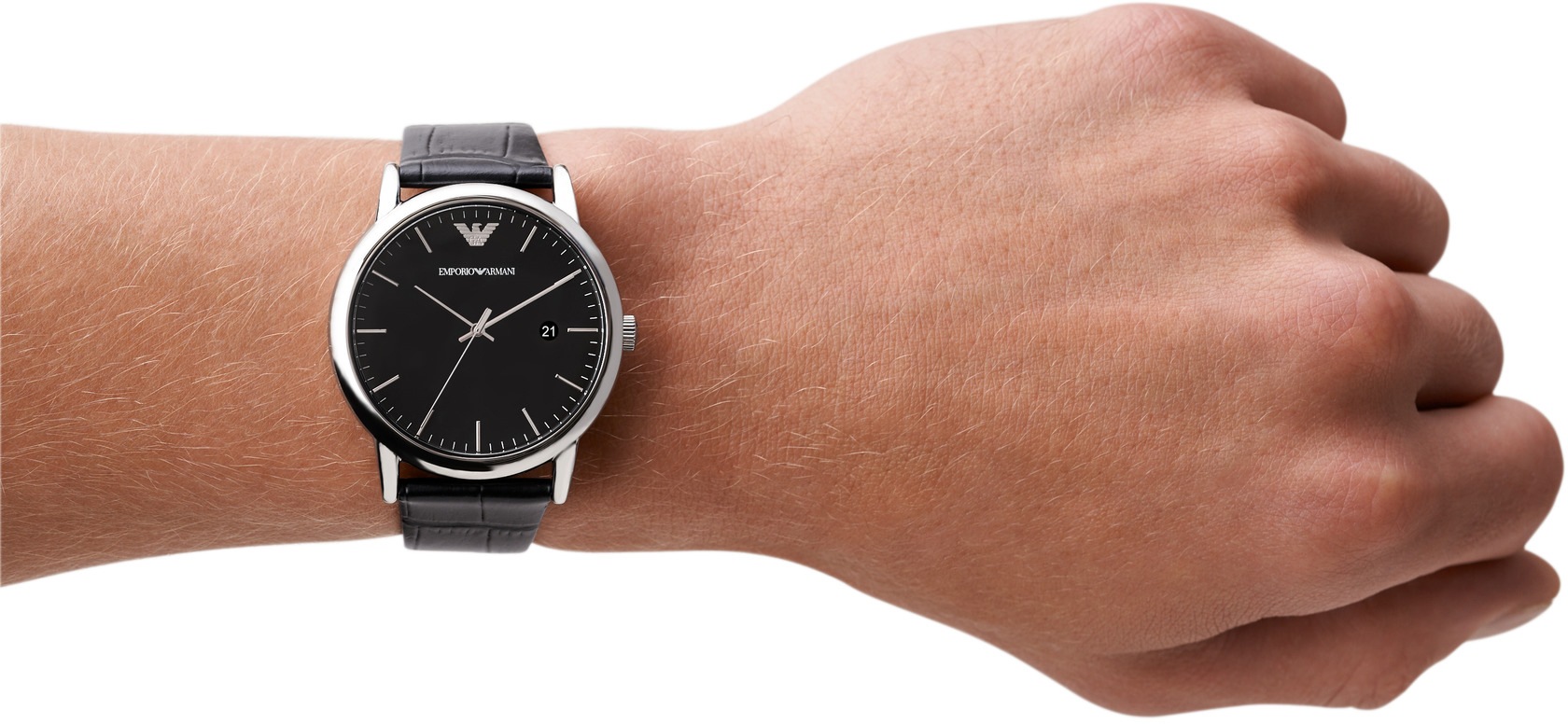 Emporio Armani Quarzuhr, Armbanduhr, Herrenuhr, Datum, analog, Lederarmband