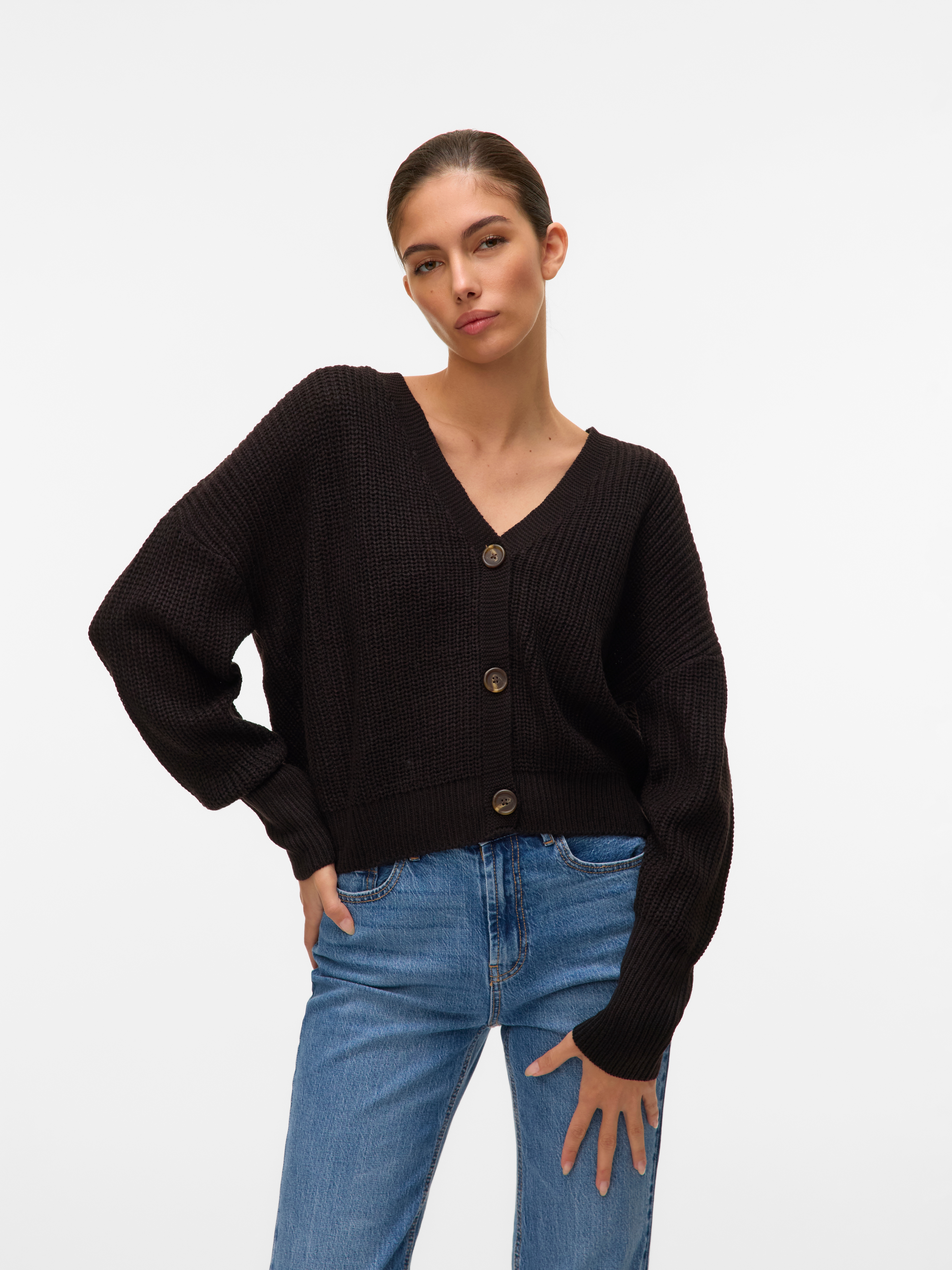 Vero Moda "VMLEA LS V-NECK CUFF CARDIGAN NOOS" Kunstfaser, regular fit
