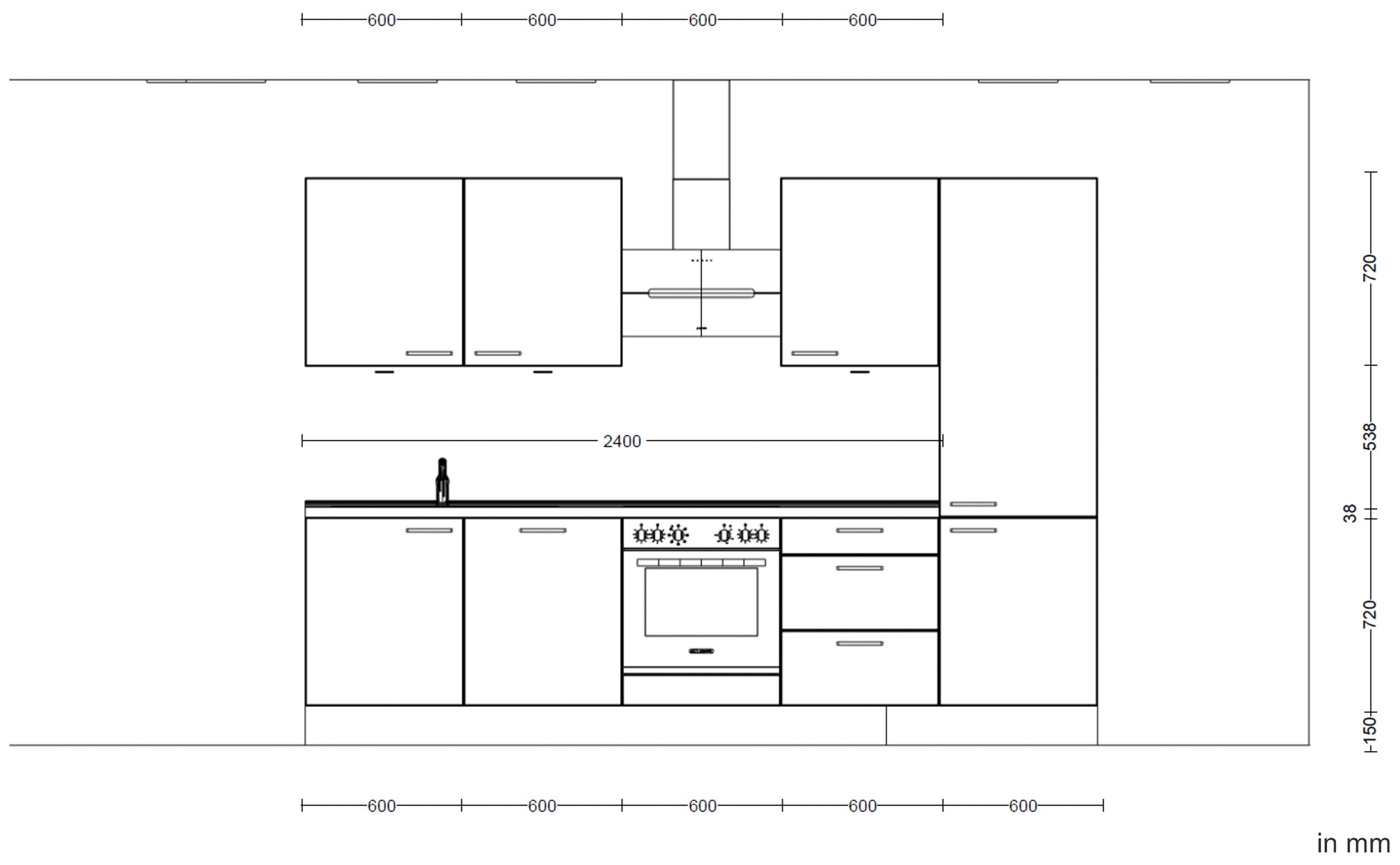 nobilia® Küchenzeile »"Cascada II"«, vormontiert, Breite 300 cm, Ausrichtung wählbar, wahlw. mit E-Geräten