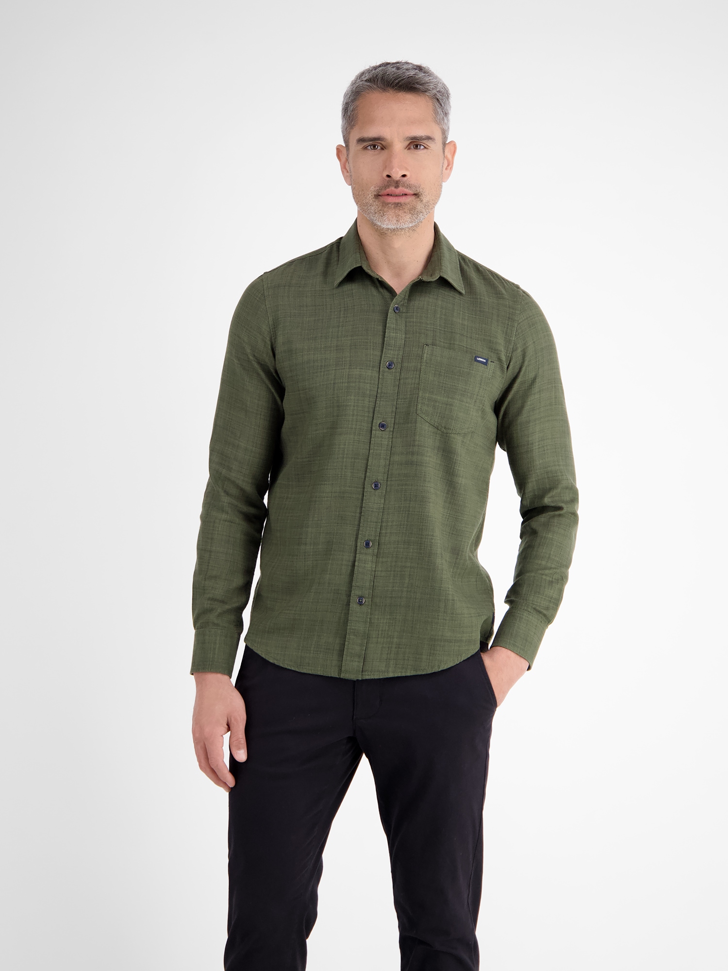 LERROS Langarmhemd "Herrenhemd, Fancy-Twill" günstig online kaufen
